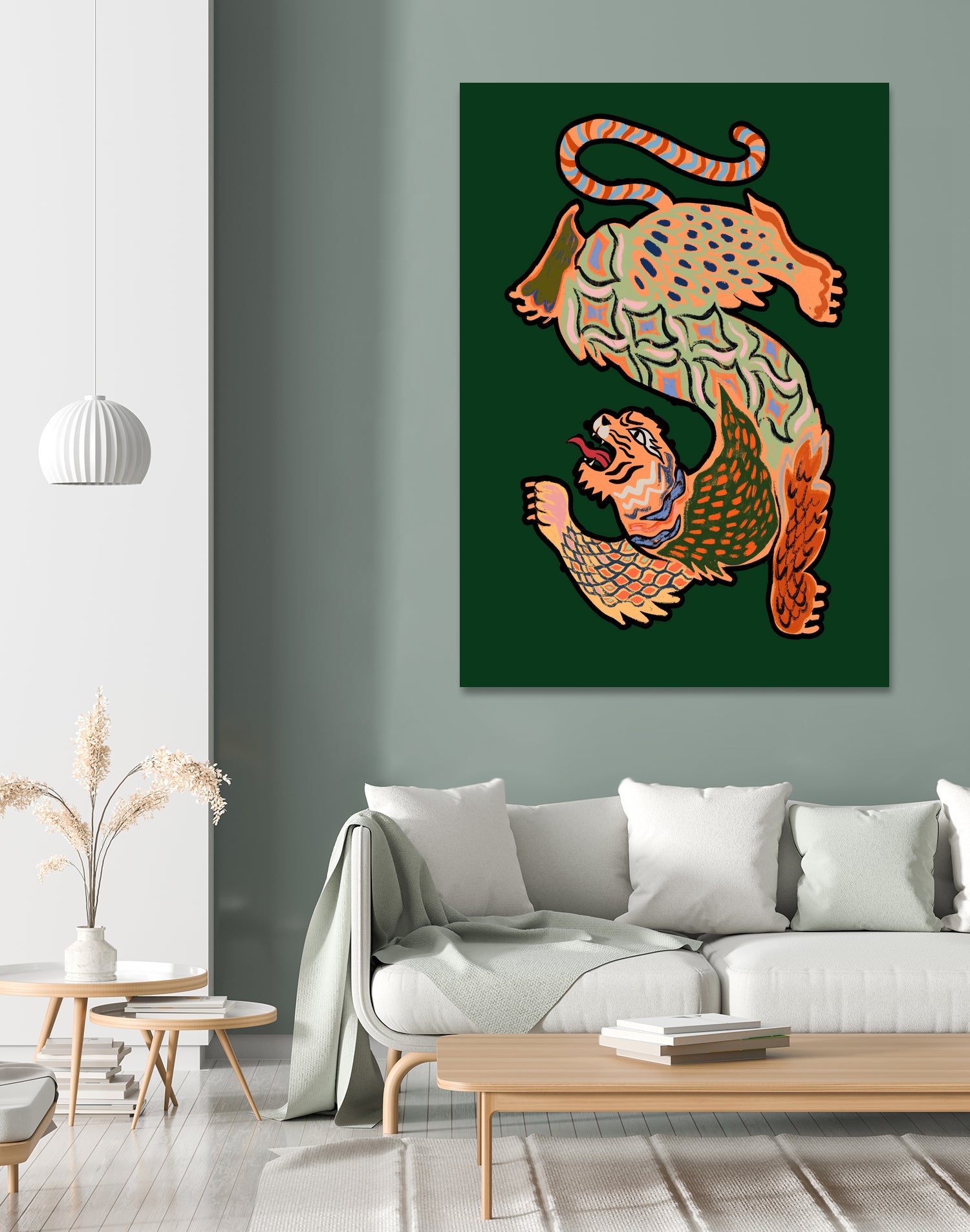 Asiantiger Green by Arty Guava on GIANT ART - illustration green background