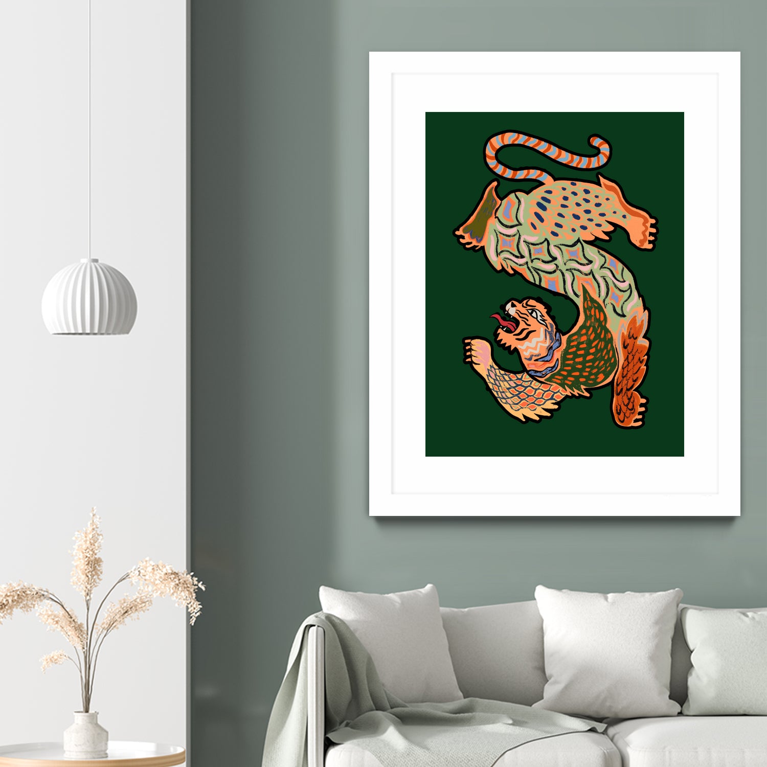 Asiantiger Green by Arty Guava on GIANT ART - illustration green background