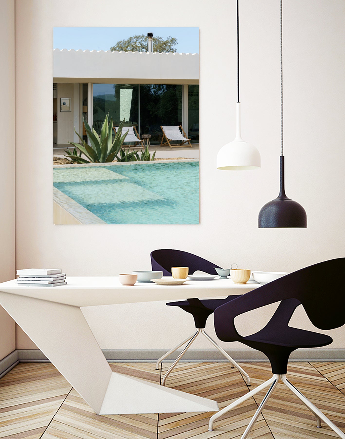 Casadavolta Swimming Pool by Minorstep on GIANT ART - bleu photography flowers and plants