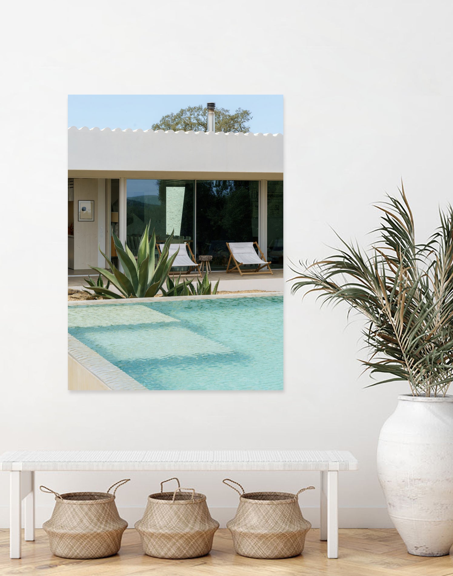 Casadavolta Swimming Pool by Minorstep on GIANT ART - bleu photography flowers and plants