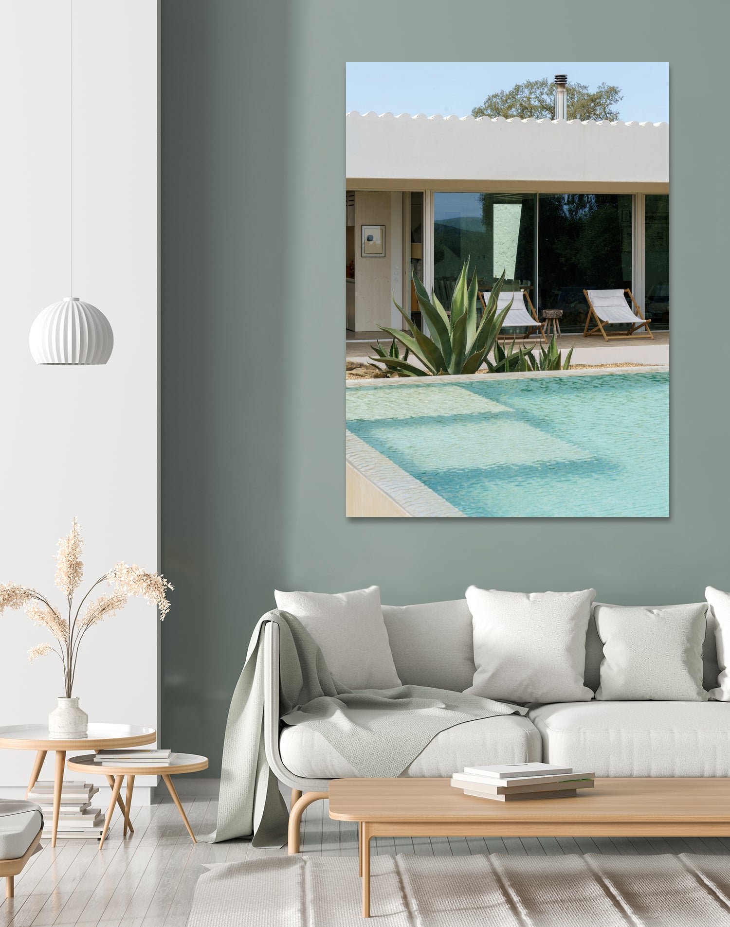 Casadavolta Swimming Pool by Minorstep on GIANT ART - bleu photography flowers and plants