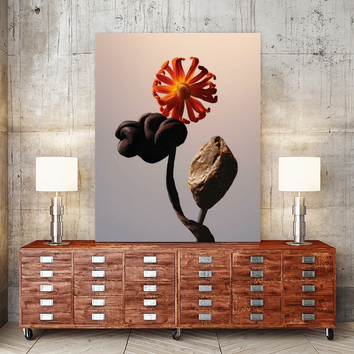 Still Life Flowers No3 by Minorstep on GIANT ART - red flowers and plants studio