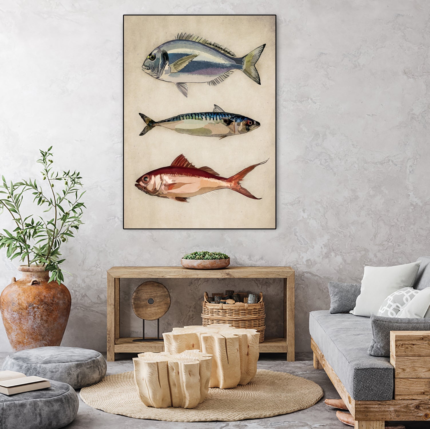 Trio of Ocean Life by Emel Tunaboylu on GIANT ART - animals vintage fish illustration