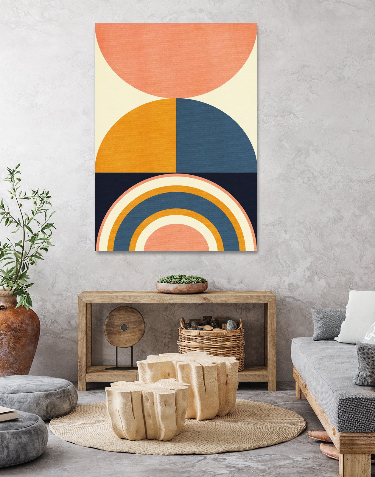 Rainbow Plus Shapes  Blue Mustard10 by Ana Rut Bre on GIANT ART - abstract abstract