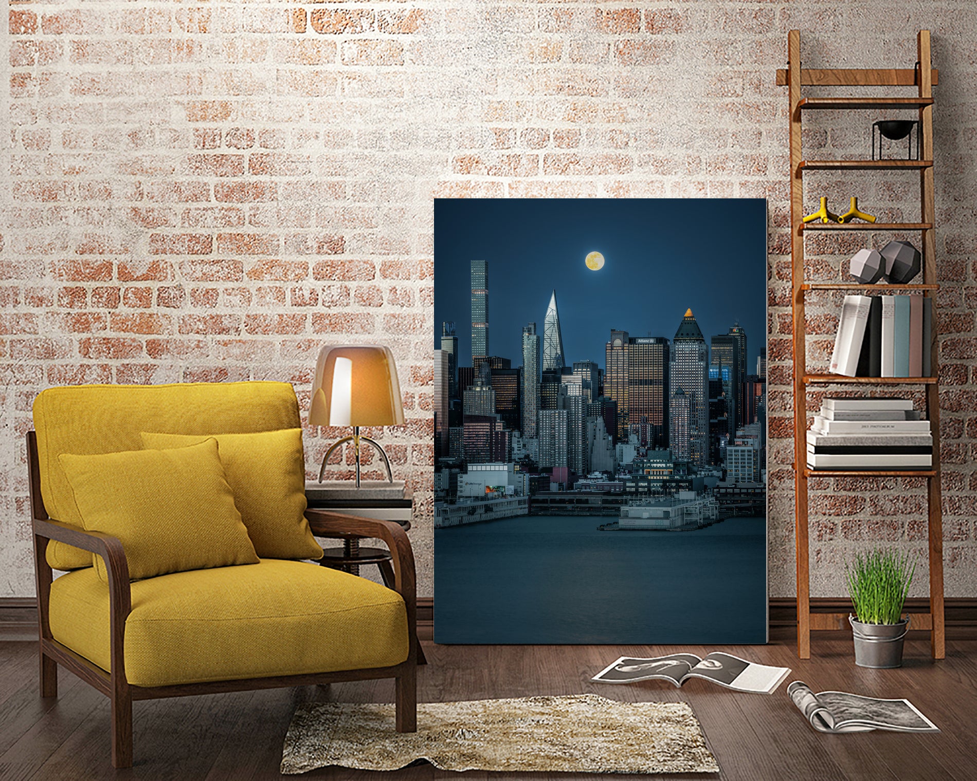 Lunar Elegance over Manhattan by Wei (David) Dai on GIANT ART - landscape usa