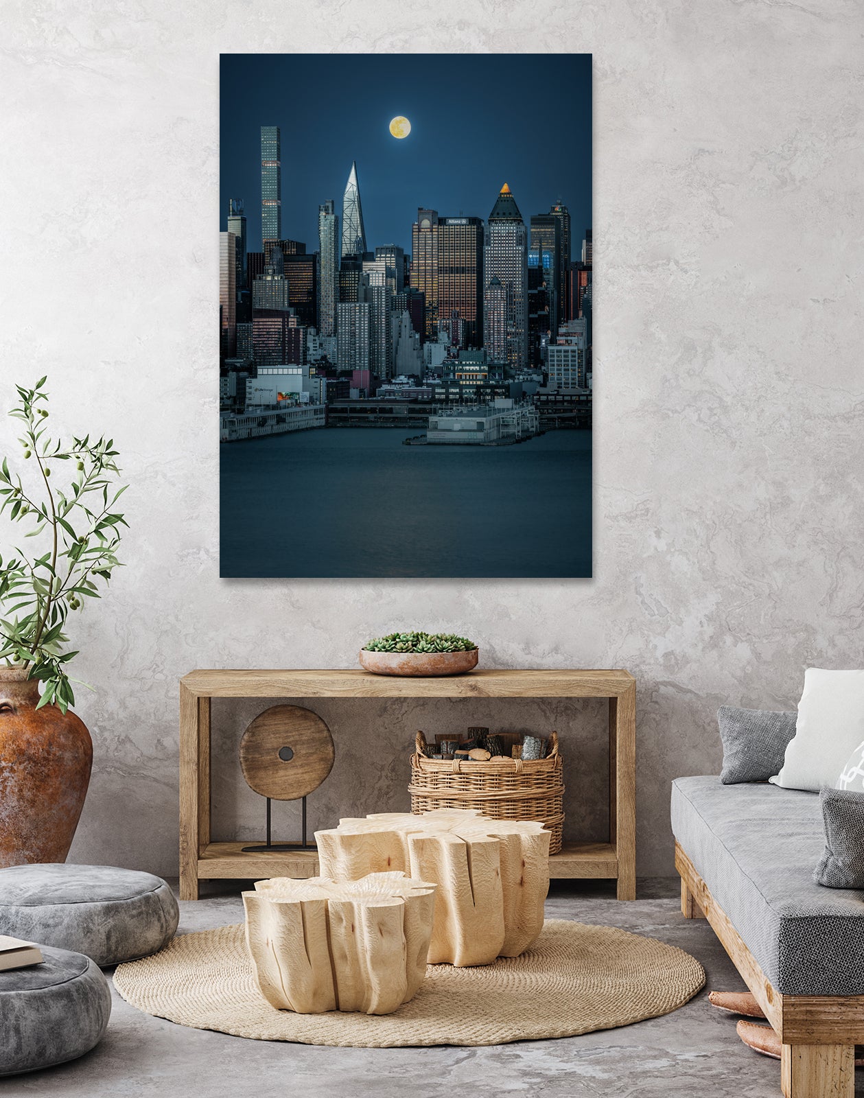 Lunar Elegance over Manhattan by Wei (David) Dai on GIANT ART - landscape usa