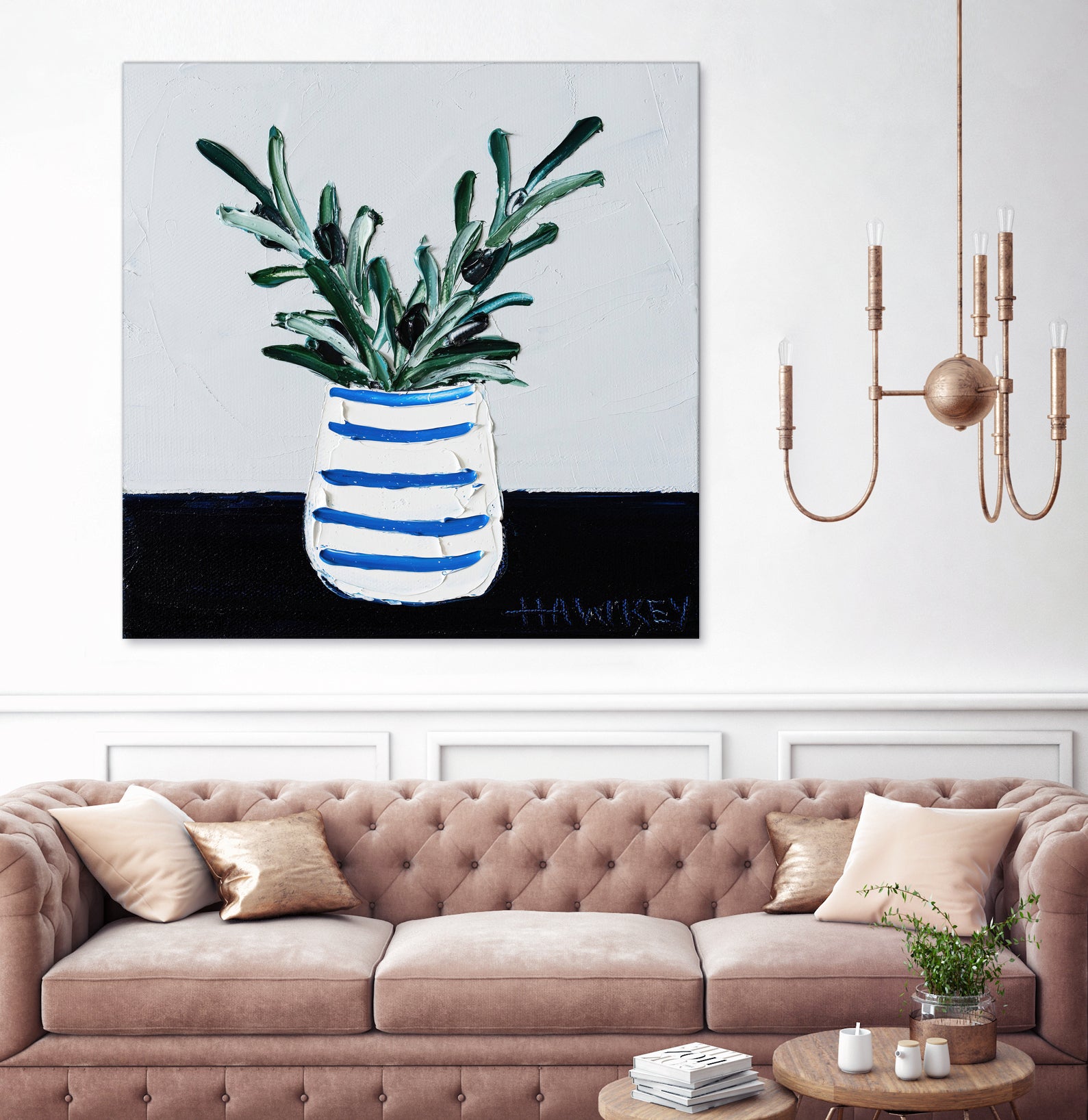 Navy Olive Master by Angela on GIANT ART - green illustration painterly