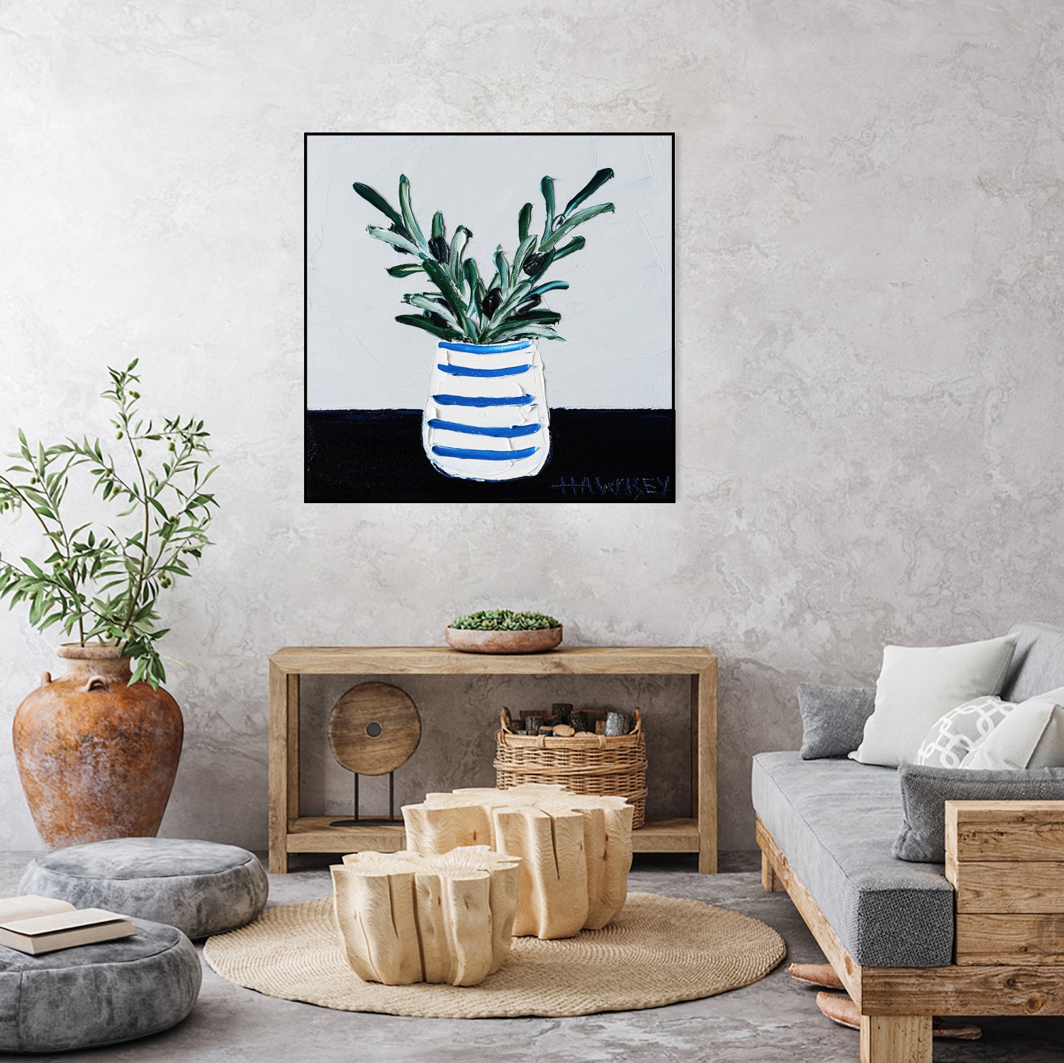 Navy Olive Master by Angela on GIANT ART - green illustration painterly