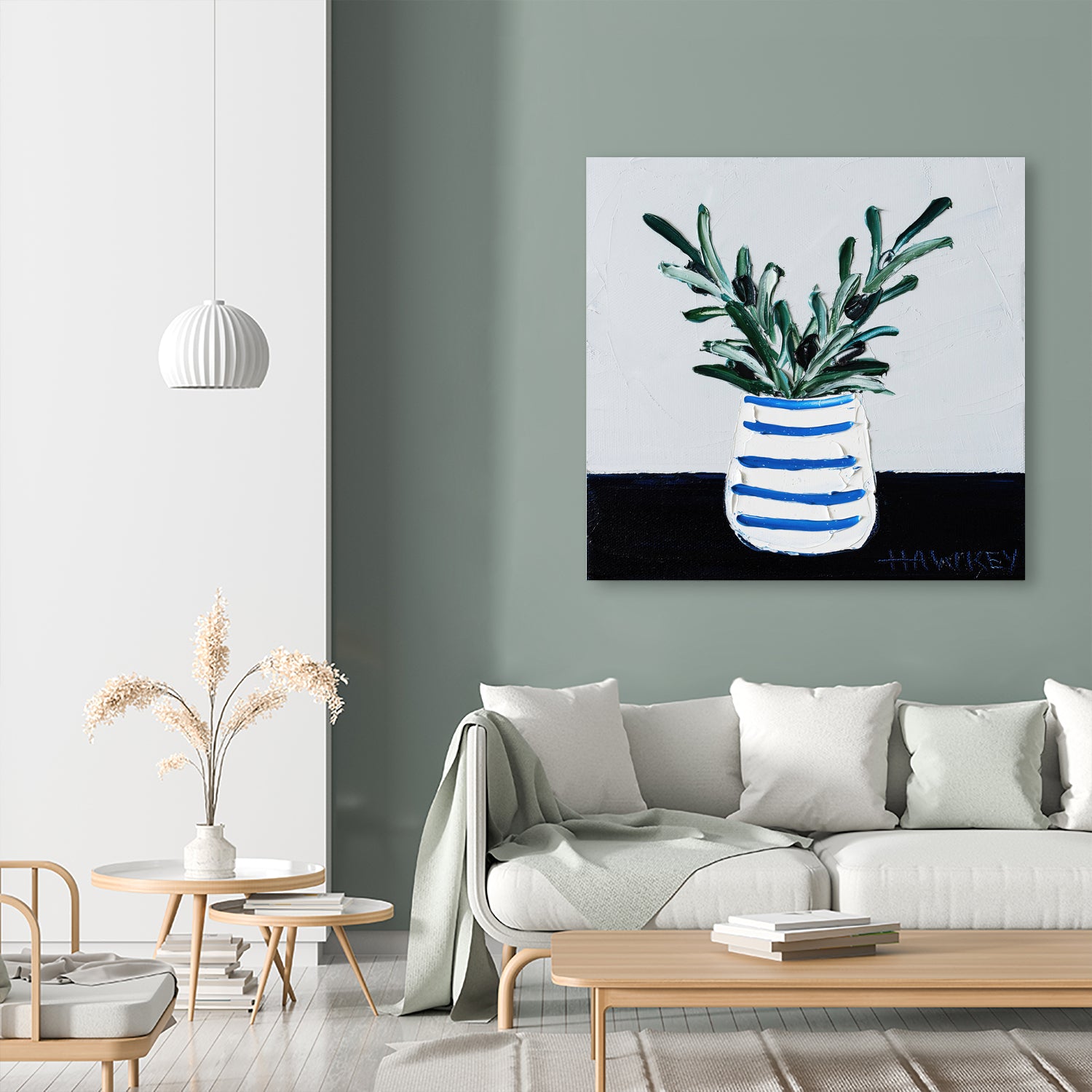 Navy Olive Master by Angela on GIANT ART - green illustration painterly