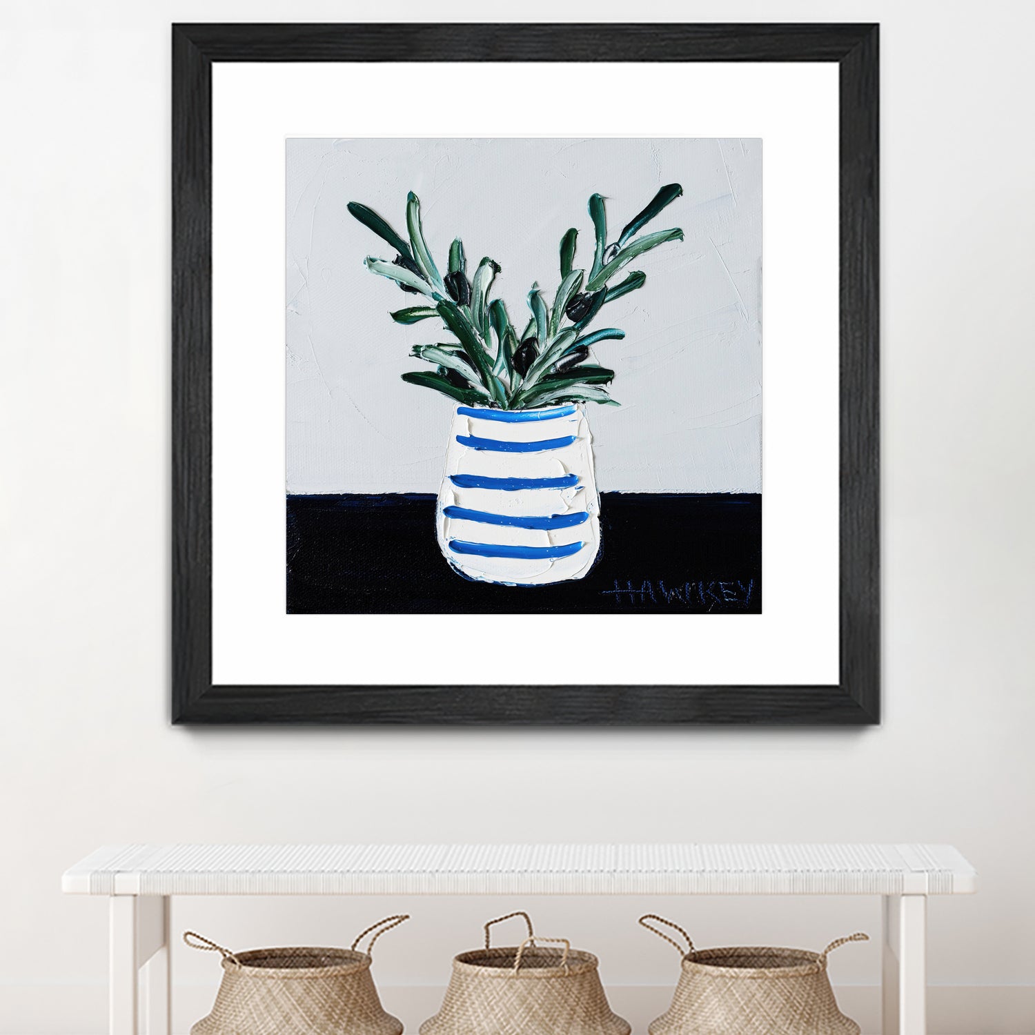 Navy Olive Master by Angela on GIANT ART - green illustration painterly