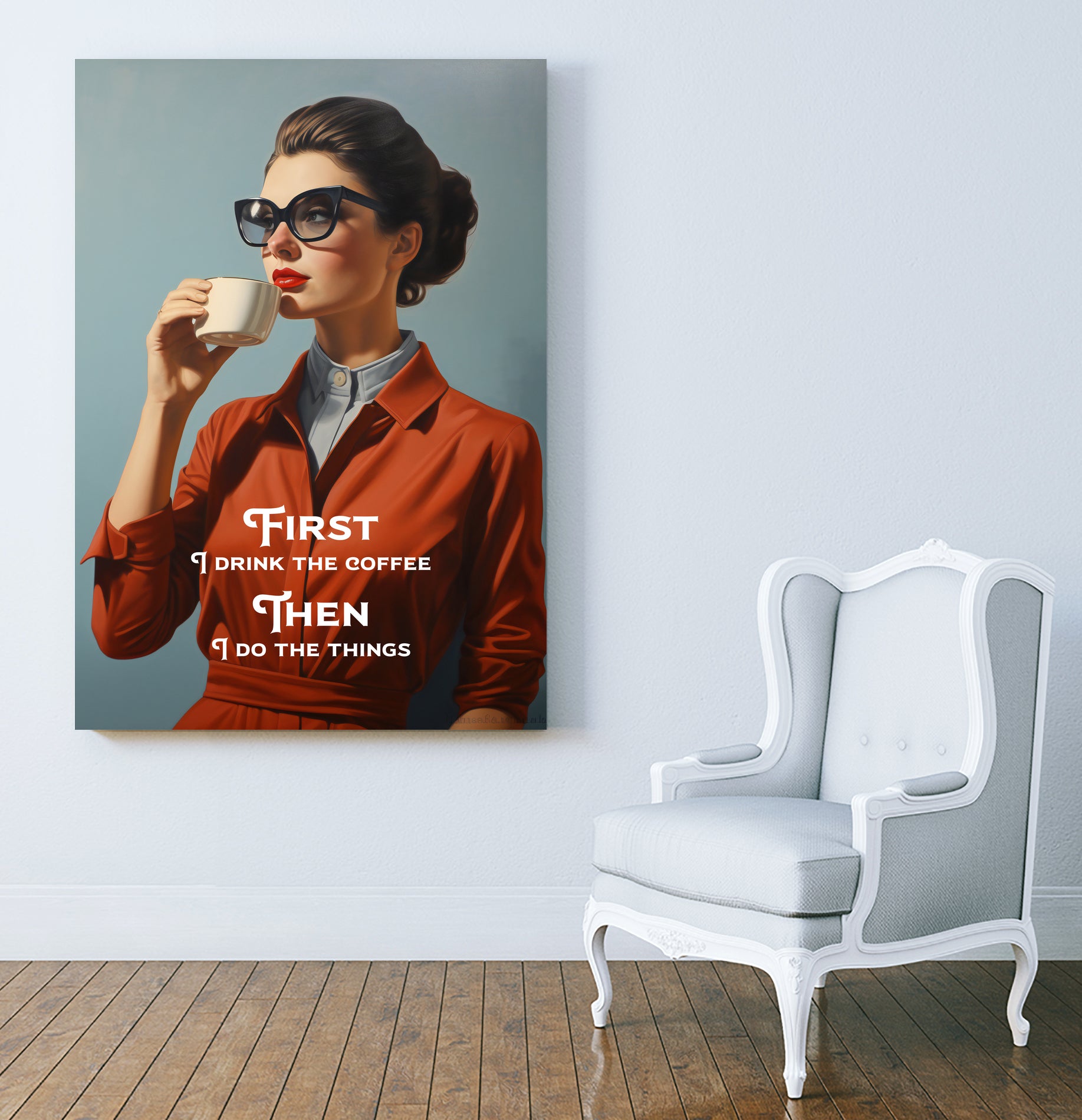 First I drink the coffee by then I do the things on GIANT ART - food and drinks magnusson