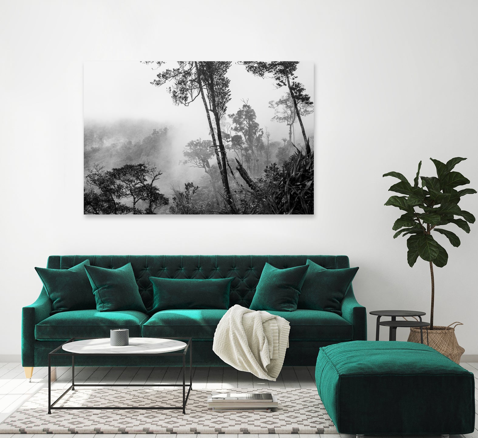 Trees in misty forest by Photolovers on GIANT ART - photograhy forest