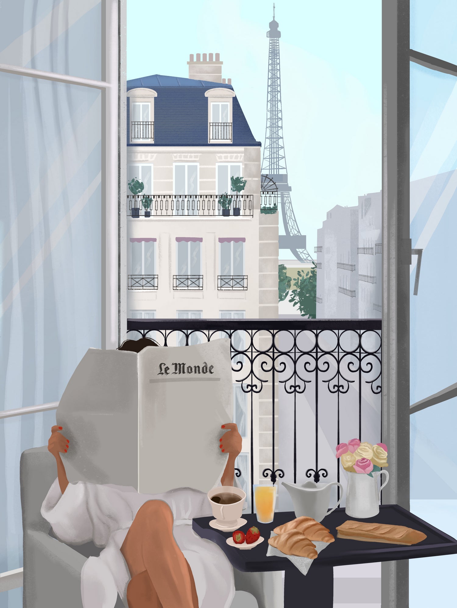 Paris Balcony by Petra Lizde on GIANT ART - illustration  paris