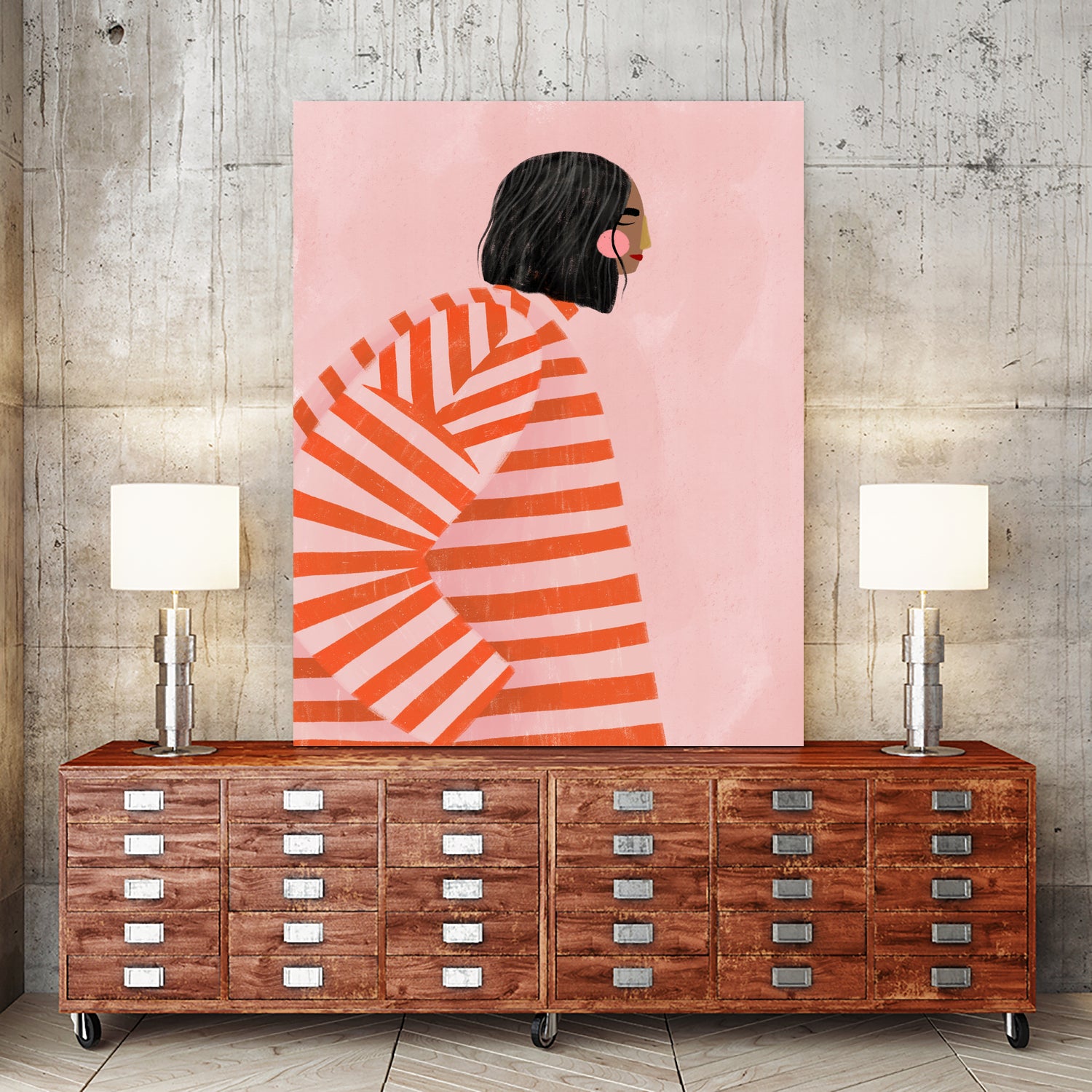 The Woman With the Orange Stripes by Bea Muller on GIANT ART - figurative clothing