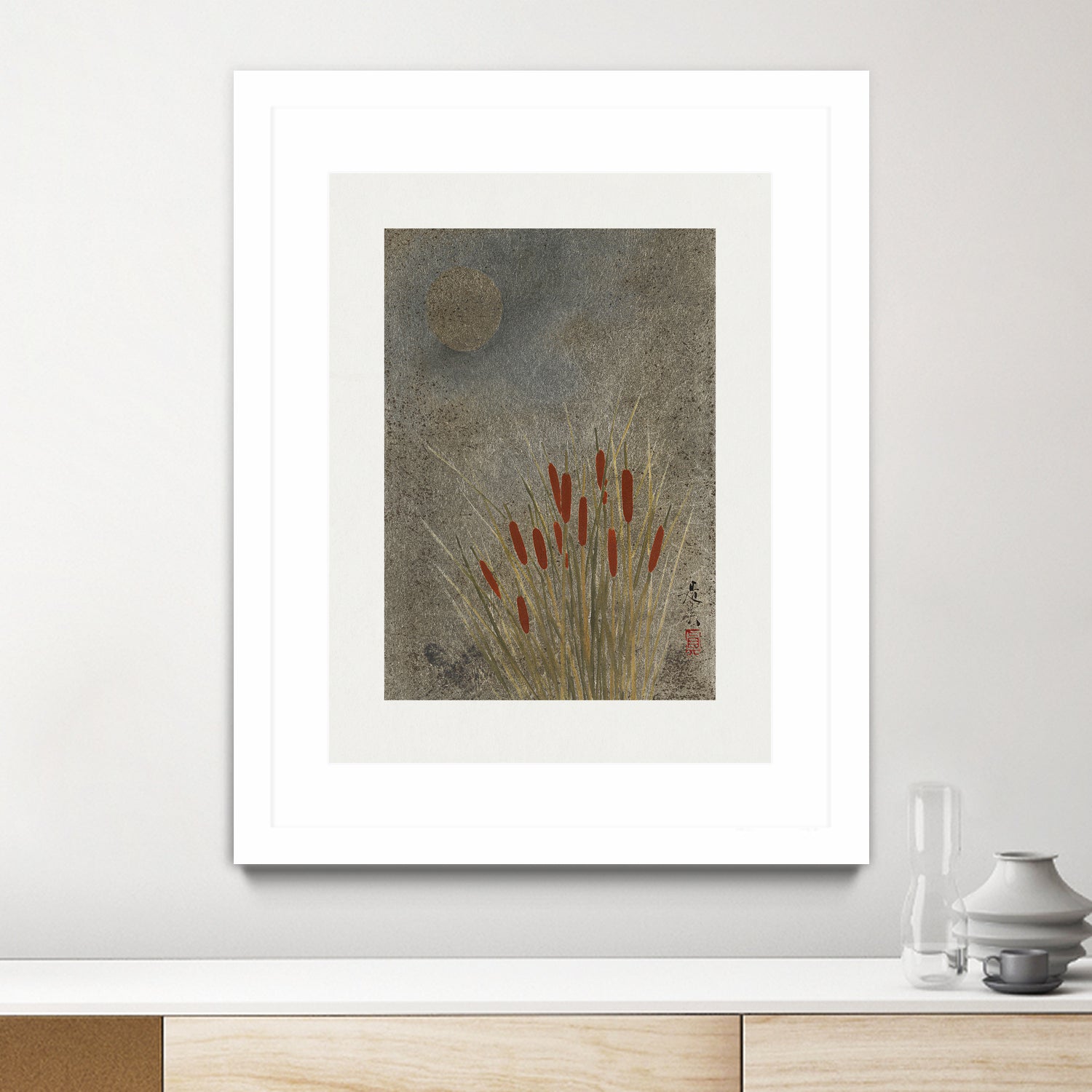 Japanese Grass Field At Night (1807a€“1891) by Shibata Zeshin on GIANT ART - 9449 illustration