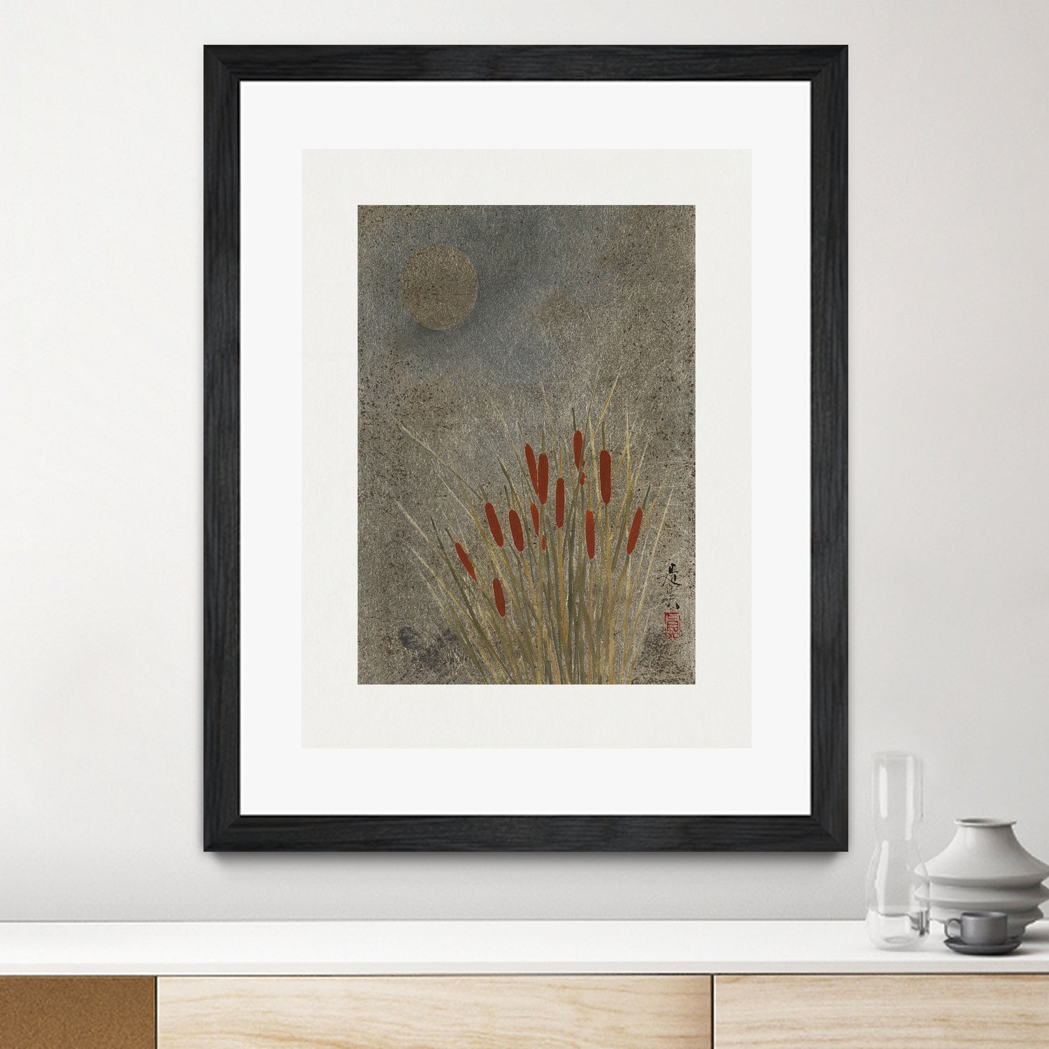 Japanese Grass Field At Night (1807a€“1891) by Shibata Zeshin on GIANT ART - 9449 illustration