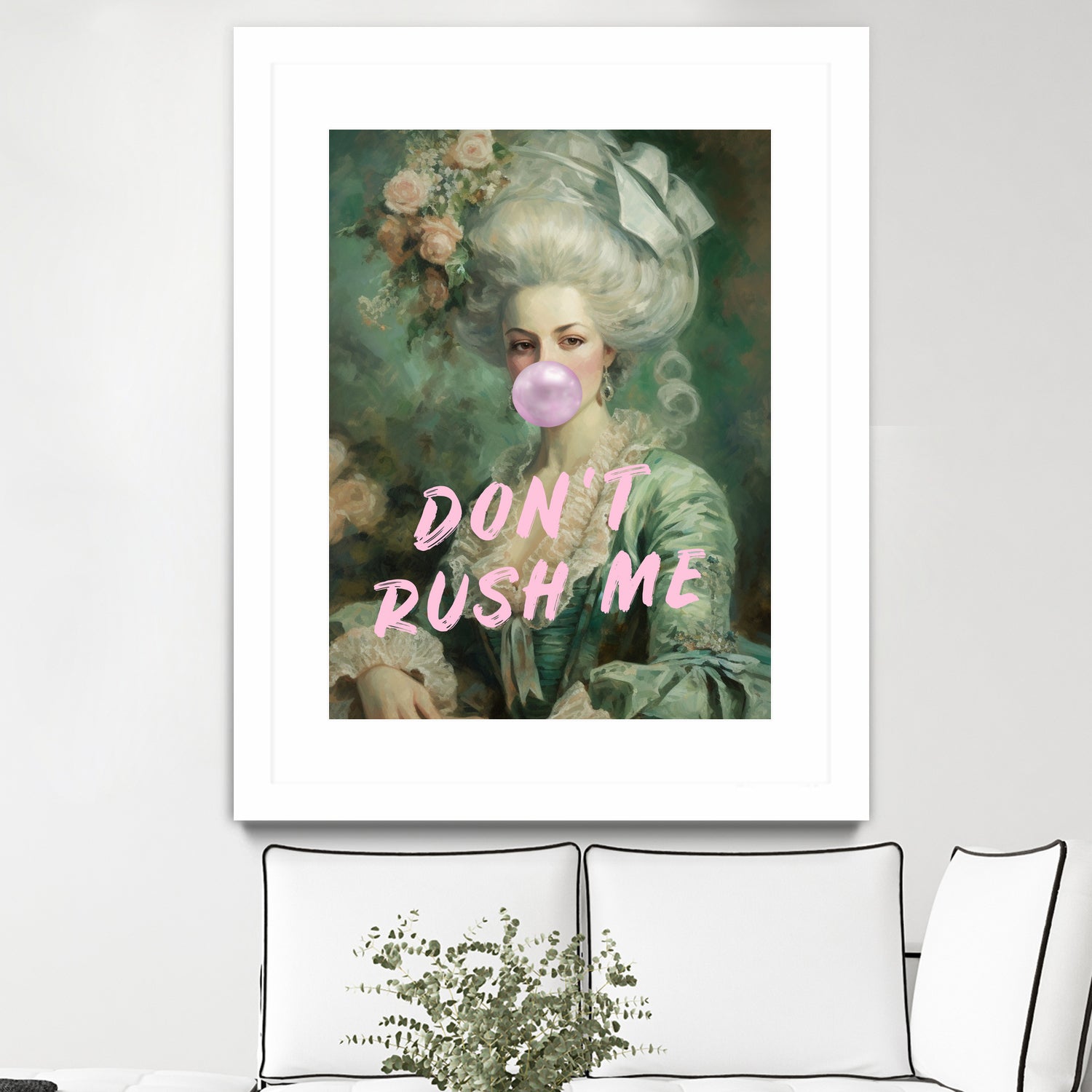 Marie Antoinette Dont Rush Me by Talitha McQueen on GIANT ART - pink contemporary human face,flower,text,clothing,painting,doll,poster,person,fashion,flowers,flora,floral,botanical,flowers and plants,botanicals,word,words,painted,paint,painterly,people,portrait,figurative