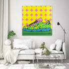 Superstar Green Pink Blue by David Galan on GIANT ART - green illustration sneeker