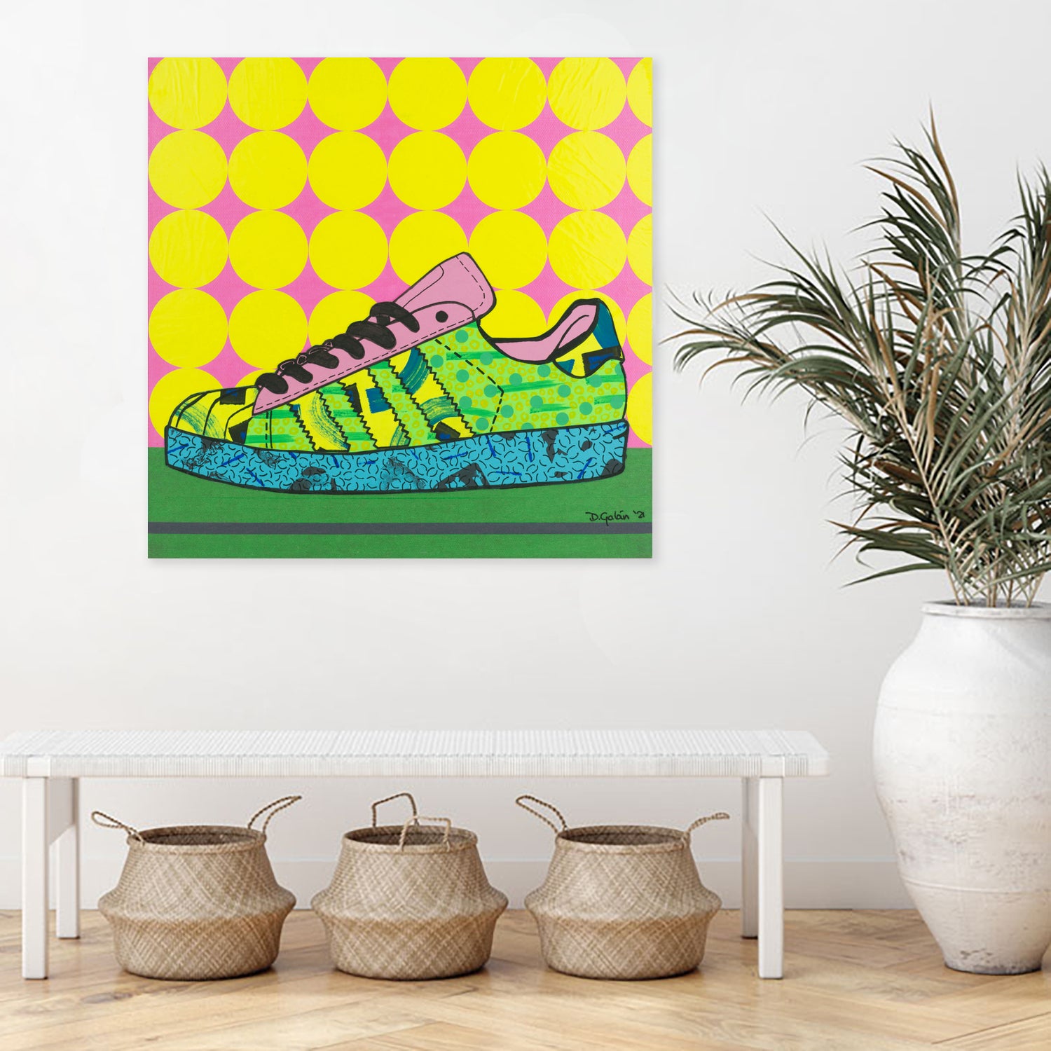 Superstar Green Pink Blue by David Galan on GIANT ART - green illustration sneeker