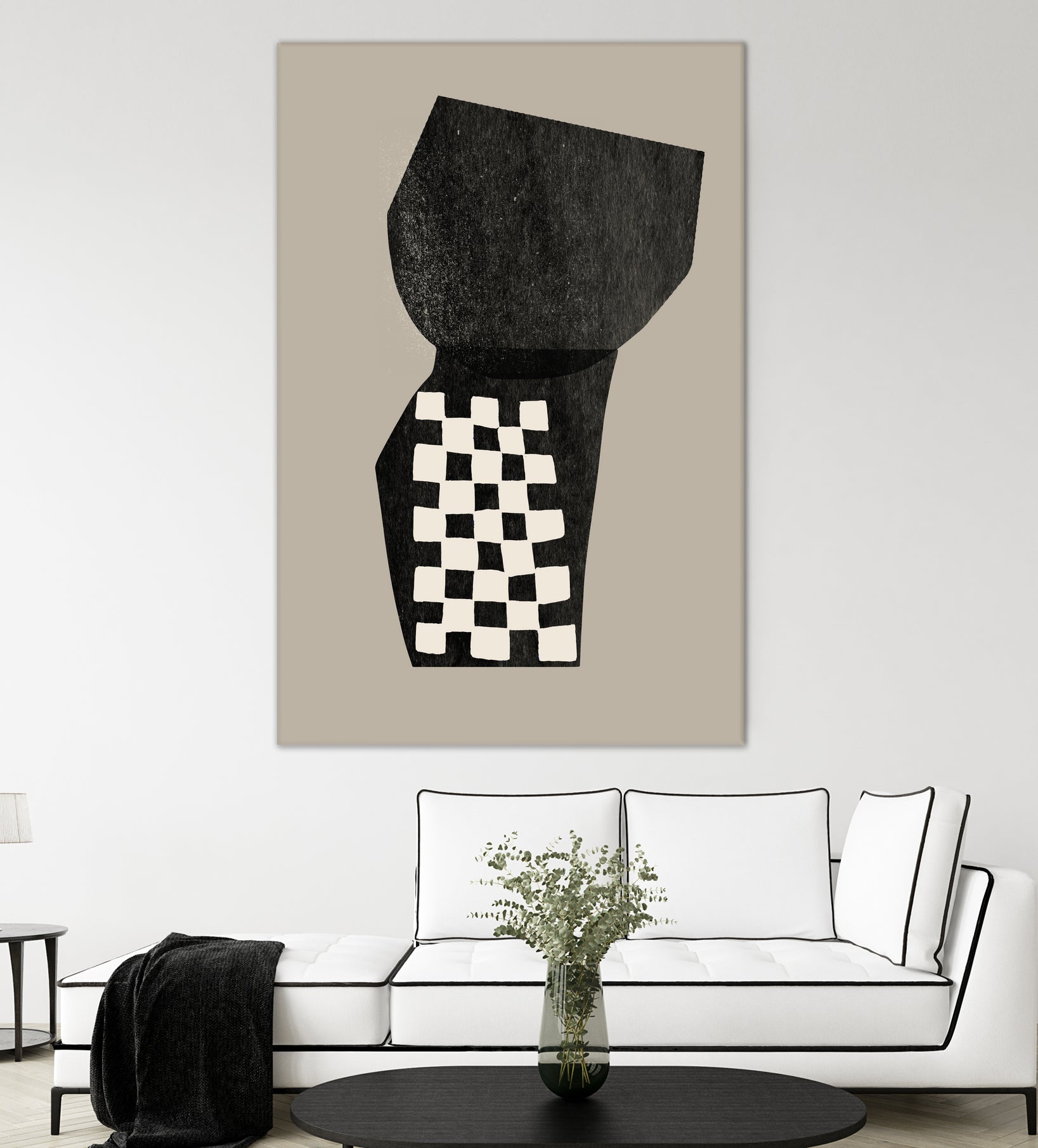 Checkered Abstraction by MIUUS STUDIO on GIANT ART - black shapes