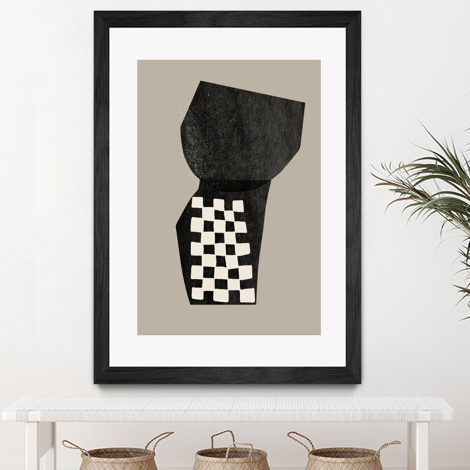 Checkered Abstraction by MIUUS STUDIO on GIANT ART - black shapes