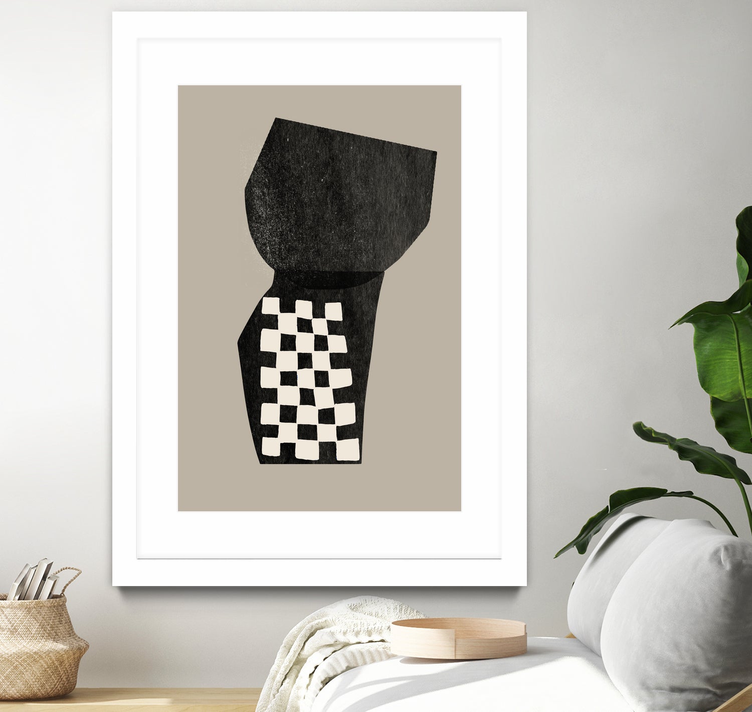 Checkered Abstraction by MIUUS STUDIO on GIANT ART - black shapes
