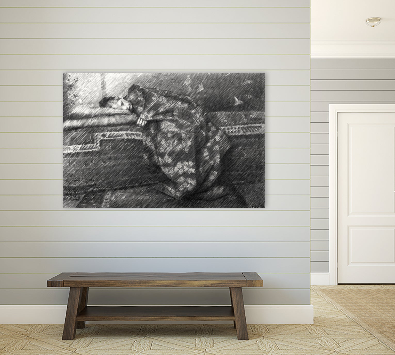 Geesje Kwak - 25-08-21 by Corne Akkers on GIANT ART - black figuative women sleeping