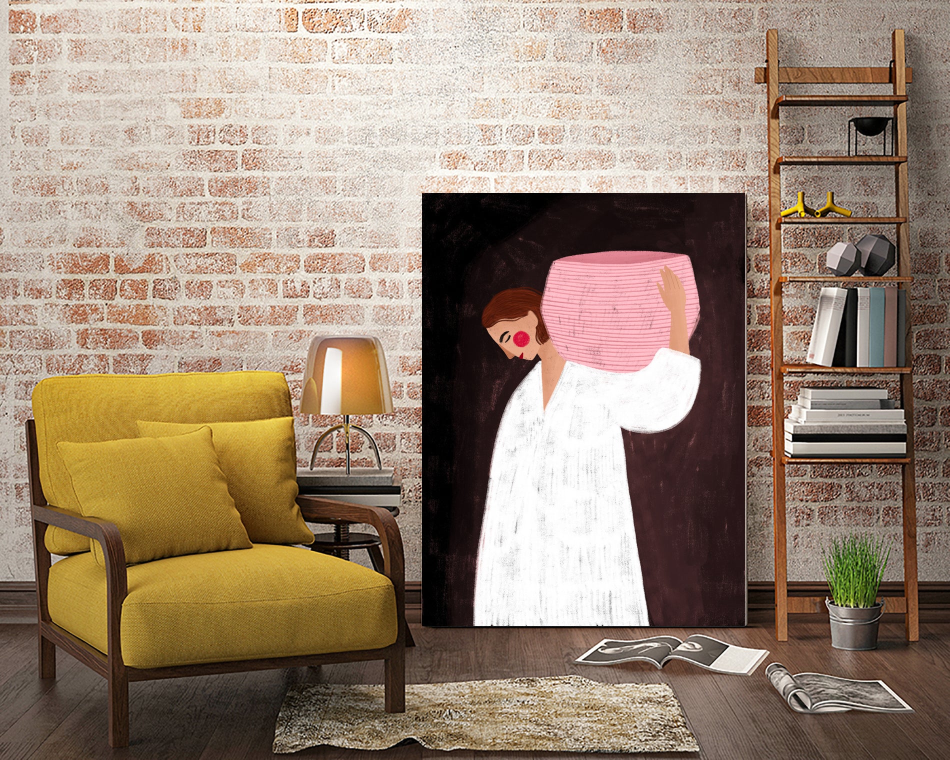 The Woman with the Pink Basket by Bea Muller on GIANT ART - figurative drawing