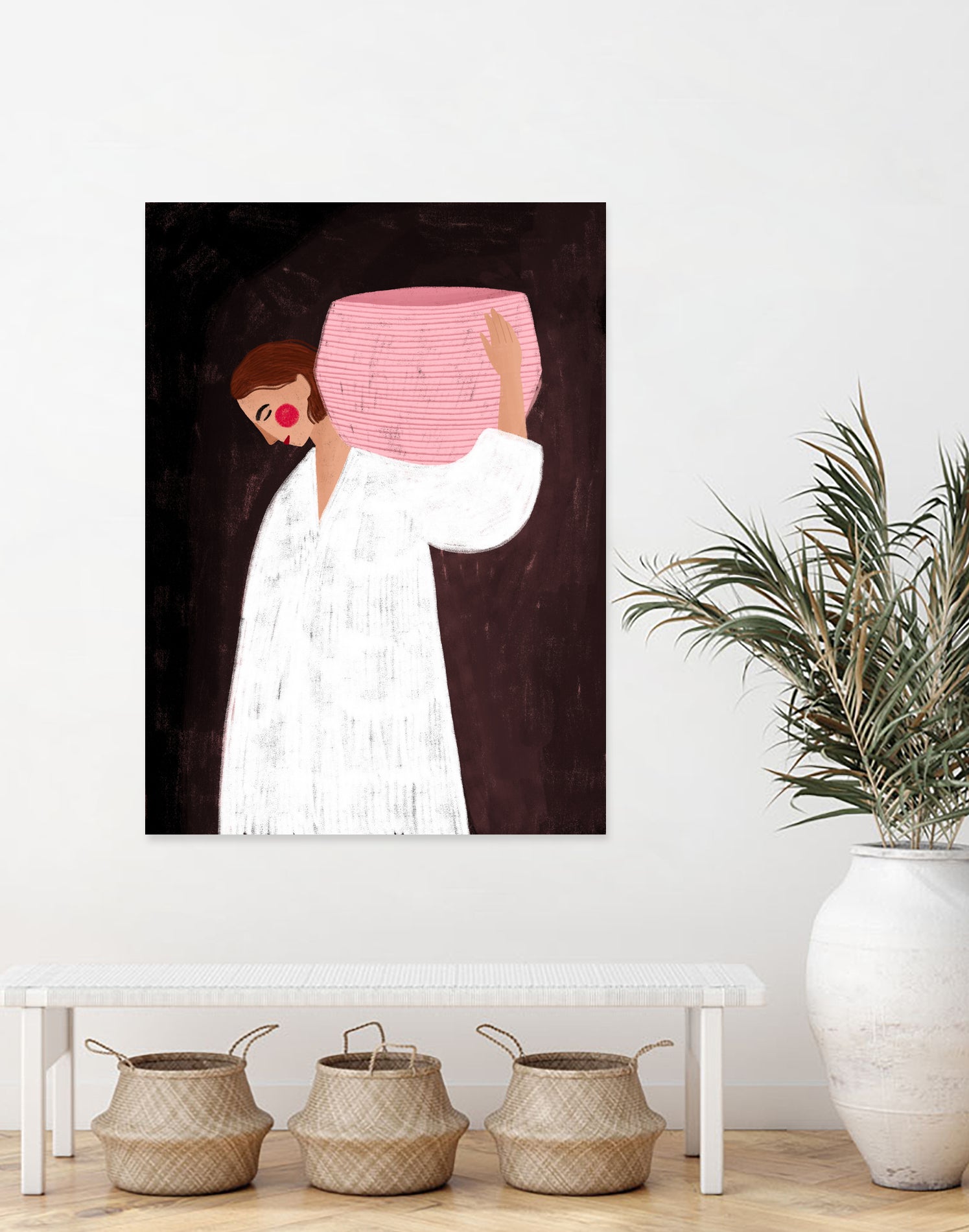 The Woman with the Pink Basket by Bea Muller on GIANT ART - figurative drawing