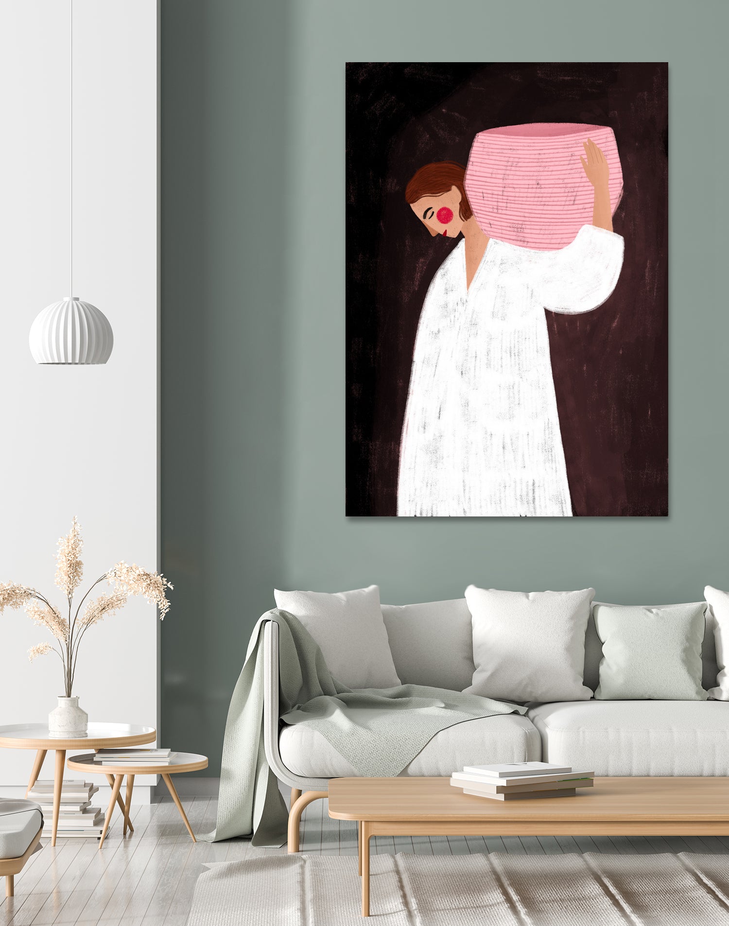 The Woman with the Pink Basket by Bea Muller on GIANT ART - figurative drawing