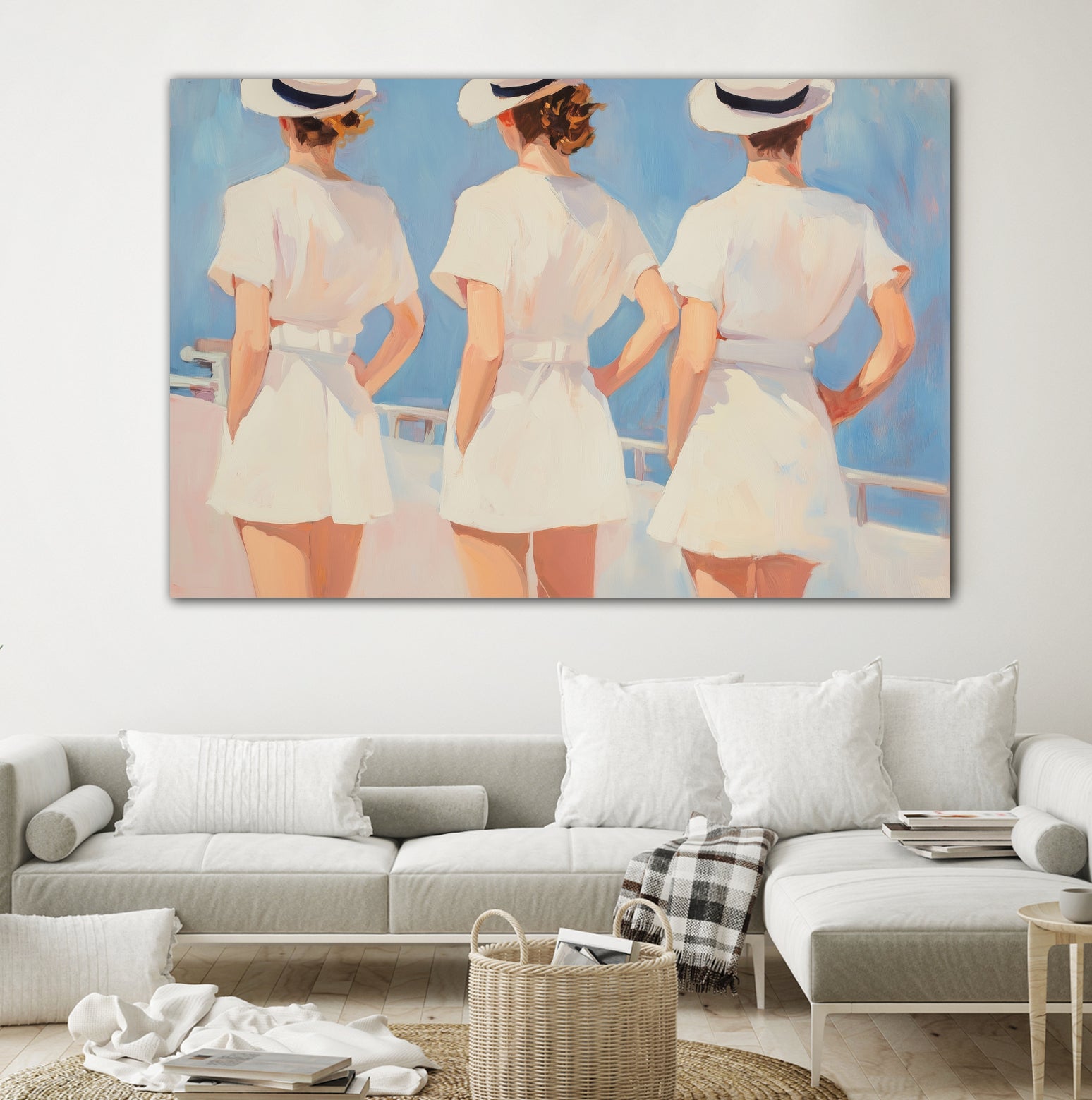 Retro Three Sailors by Melloi Art Prints on GIANT ART - woman paintings woman