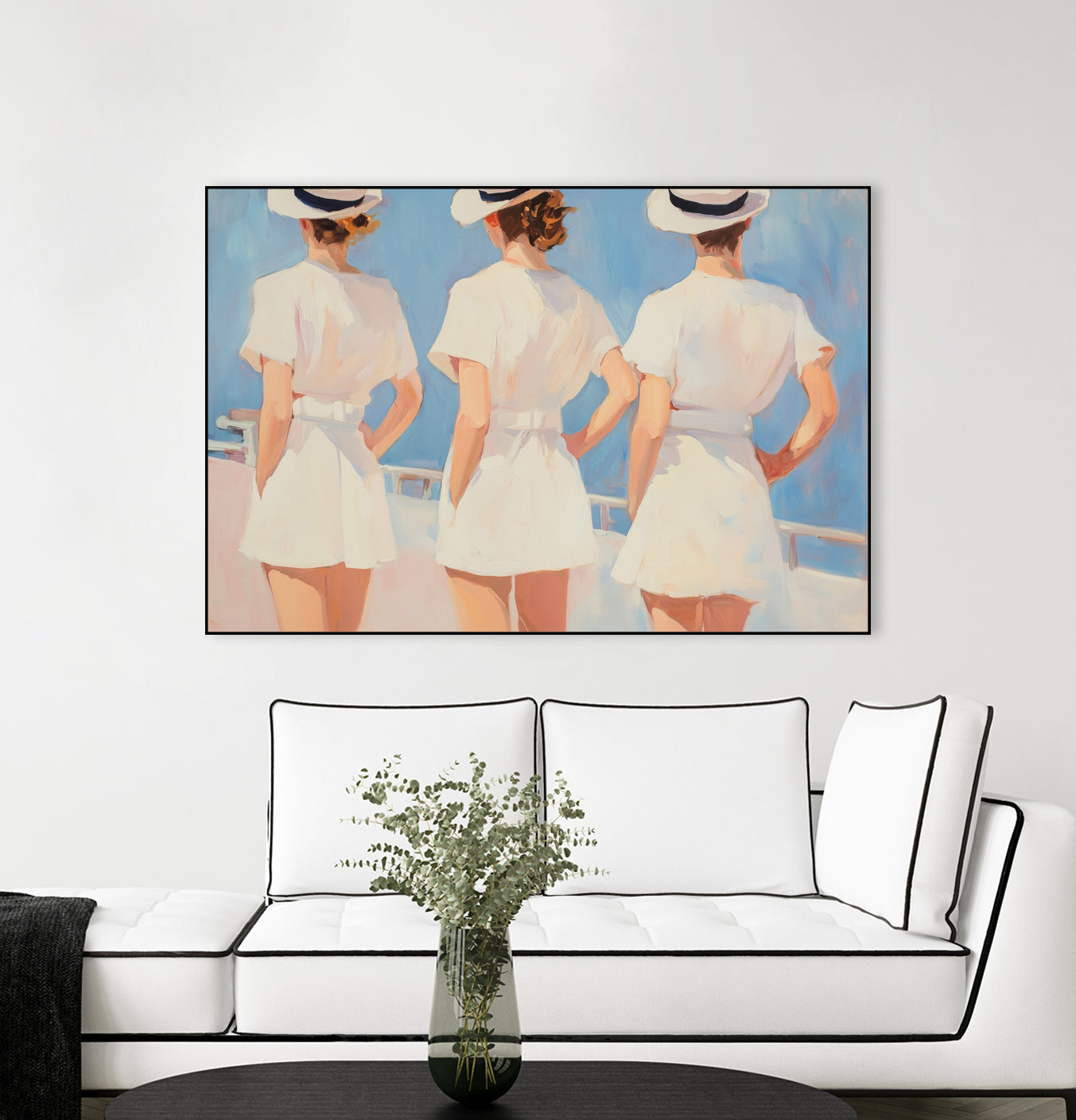 Retro Three Sailors by Melloi Art Prints on GIANT ART - woman paintings woman