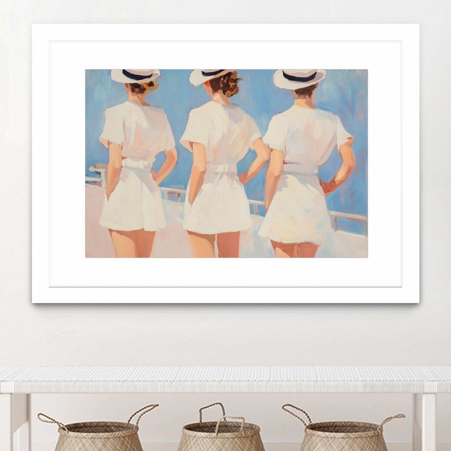 Retro Three Sailors by Melloi Art Prints on GIANT ART - woman paintings woman