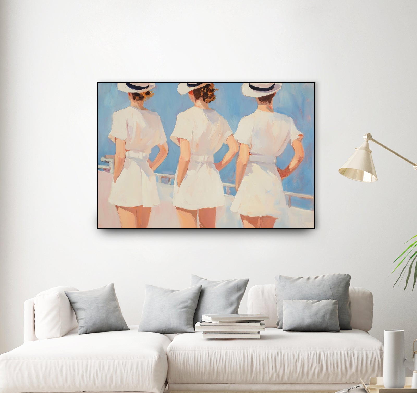Retro Three Sailors by Melloi Art Prints on GIANT ART - woman paintings woman