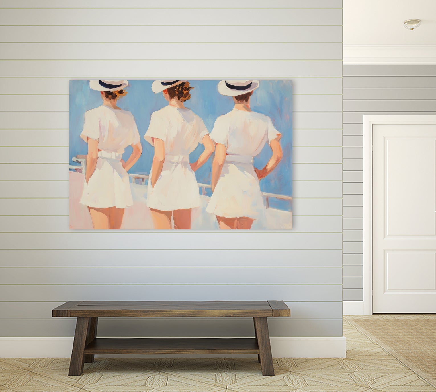 Retro Three Sailors by Melloi Art Prints on GIANT ART - woman paintings woman