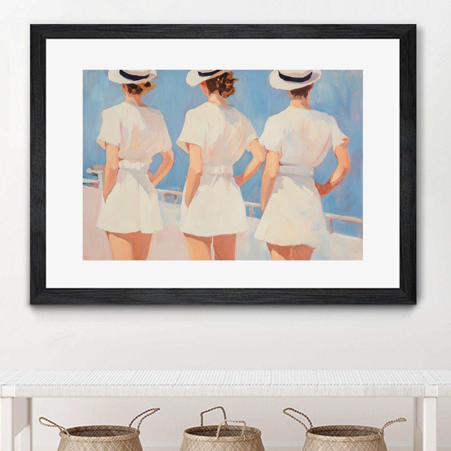 Retro Three Sailors by Melloi Art Prints on GIANT ART - woman paintings woman