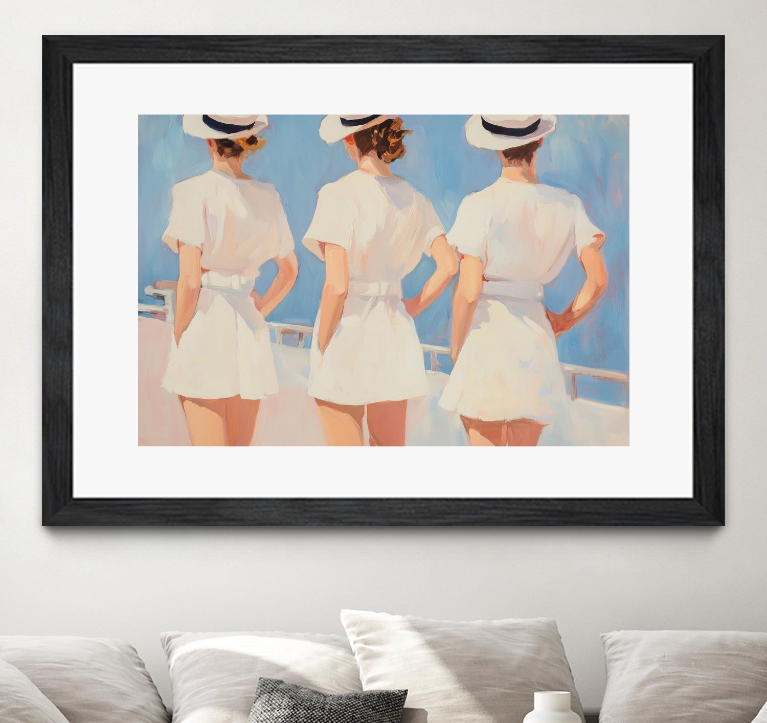 Retro Three Sailors by Melloi Art Prints on GIANT ART - woman paintings woman