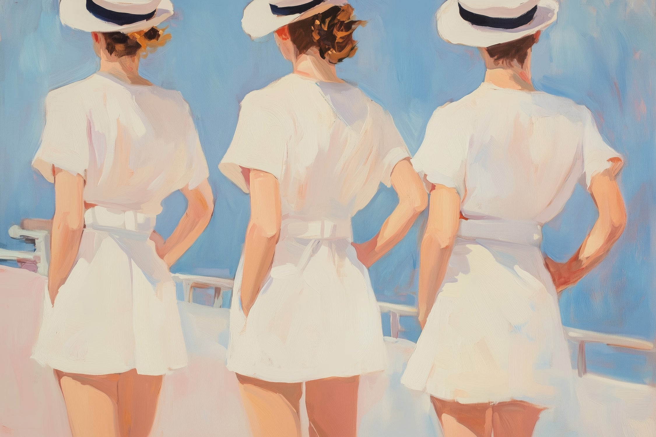 Retro Three Sailors by Melloi Art Prints on GIANT ART - woman paintings woman