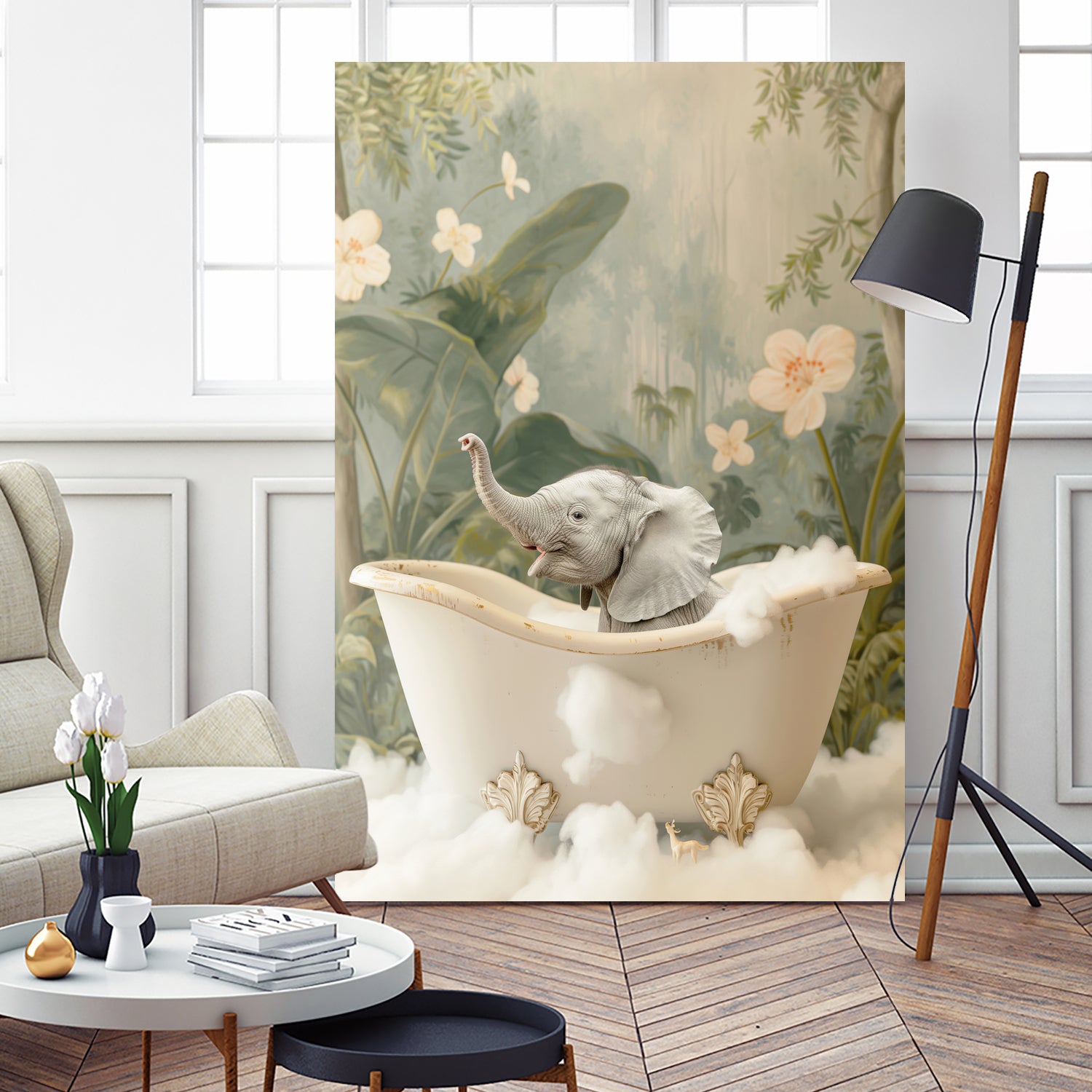 Elephant Bath Joy by Niky Rahner on GIANT ART - animals rahner