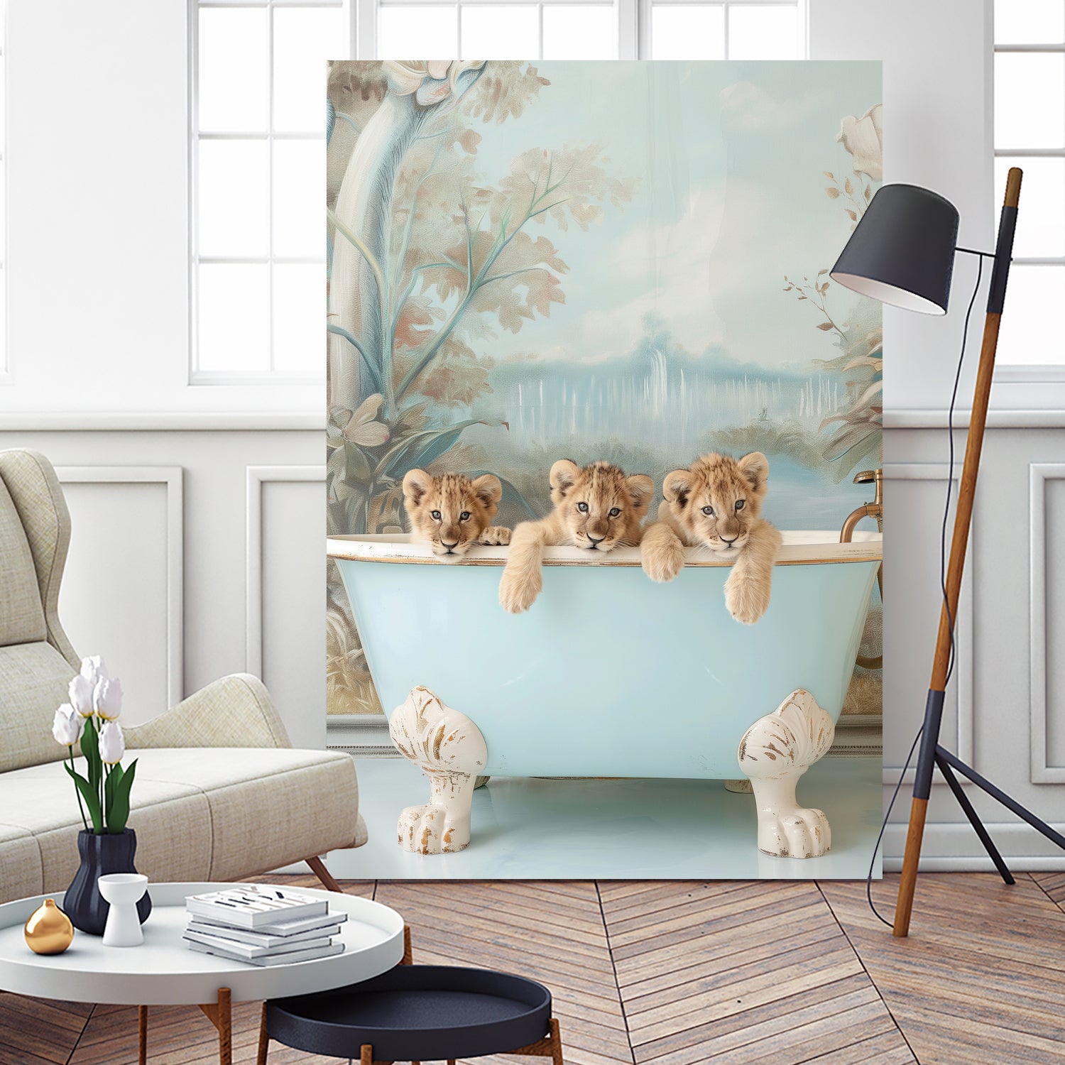 Blue Lagoon Lion Cubs by Niky Rahner on GIANT ART - animals rahner