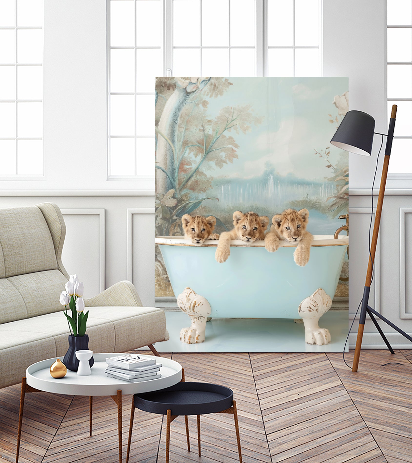 Blue Lagoon Lion Cubs by Niky Rahner on GIANT ART - animals rahner