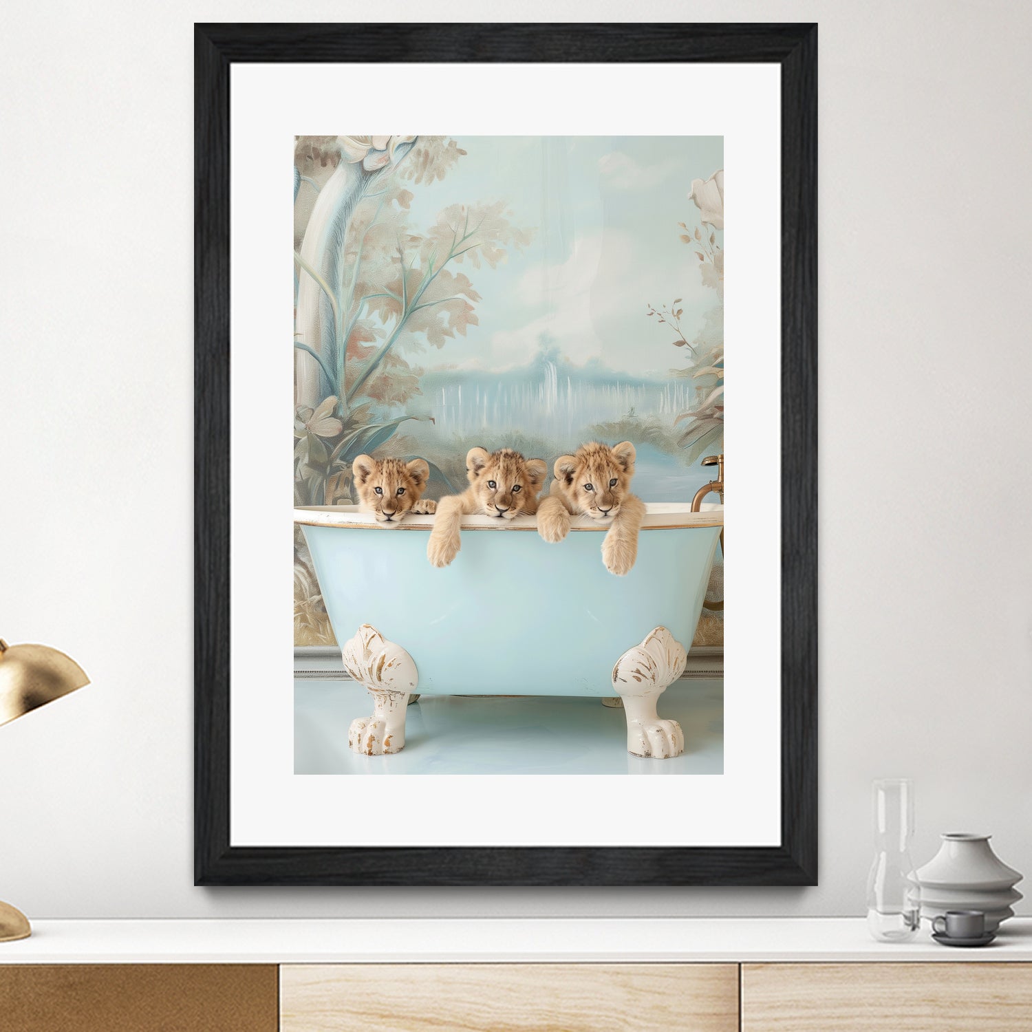 Blue Lagoon Lion Cubs by Niky Rahner on GIANT ART - animals rahner