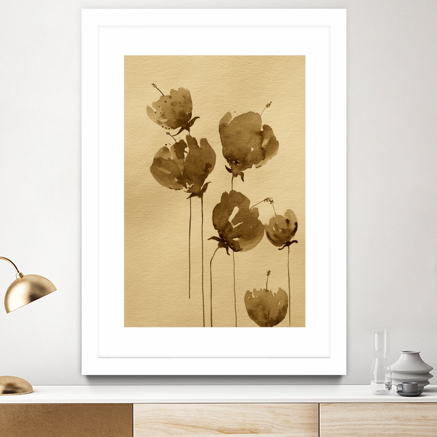 Poppies In Muted Sepia Tones by Santhosh ch on GIANT ART - 11825 illustration