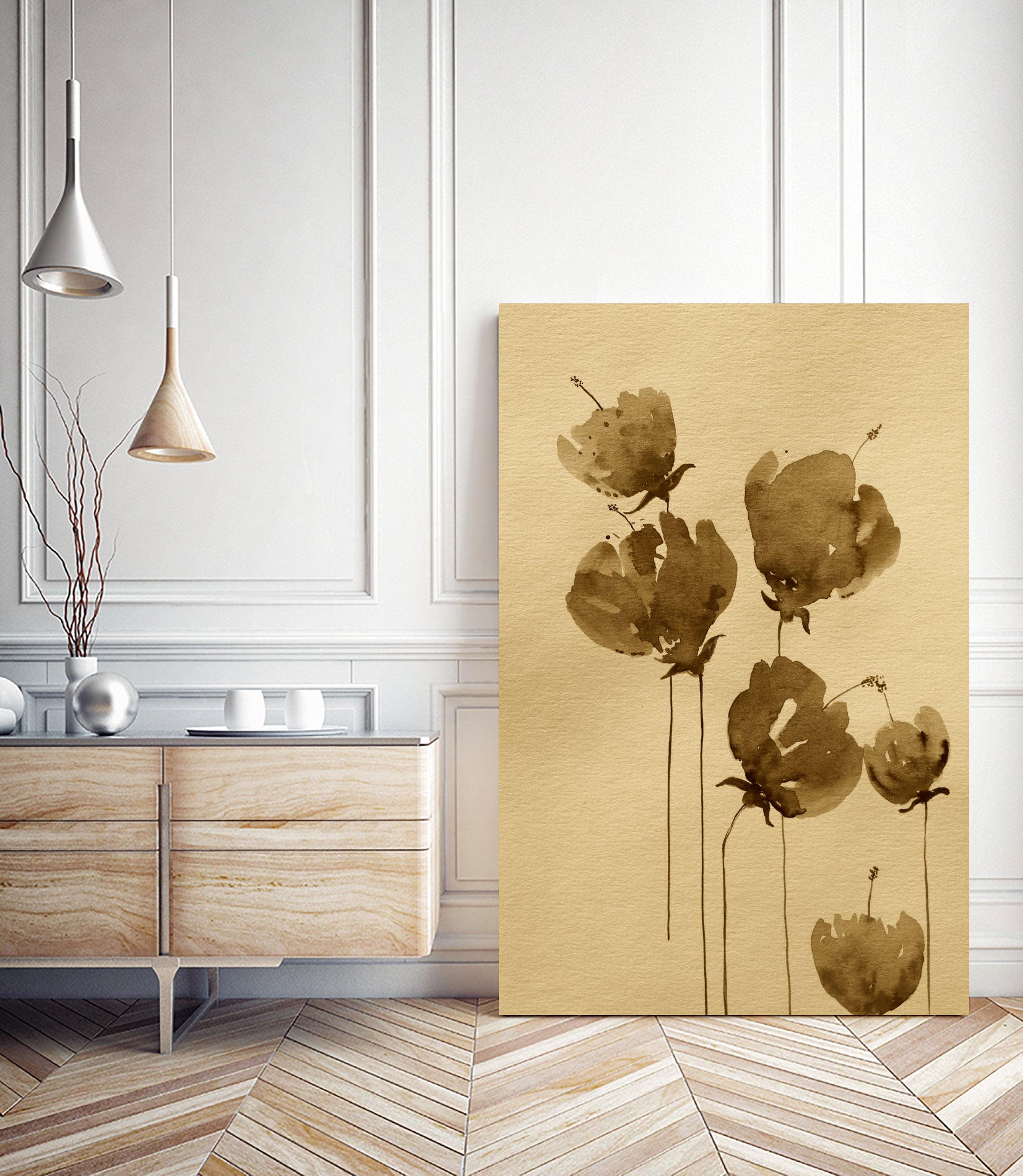 Poppies In Muted Sepia Tones by Santhosh ch on GIANT ART - 11825 illustration