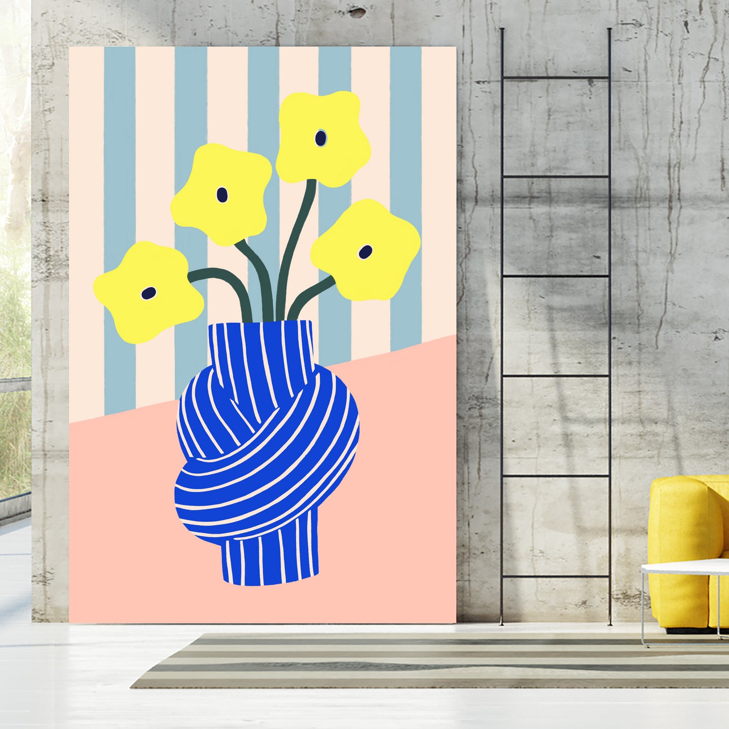 Flowers in Blue Knotted Vase by Maren Gross on GIANT ART - potted flower flowers and plants potted flower