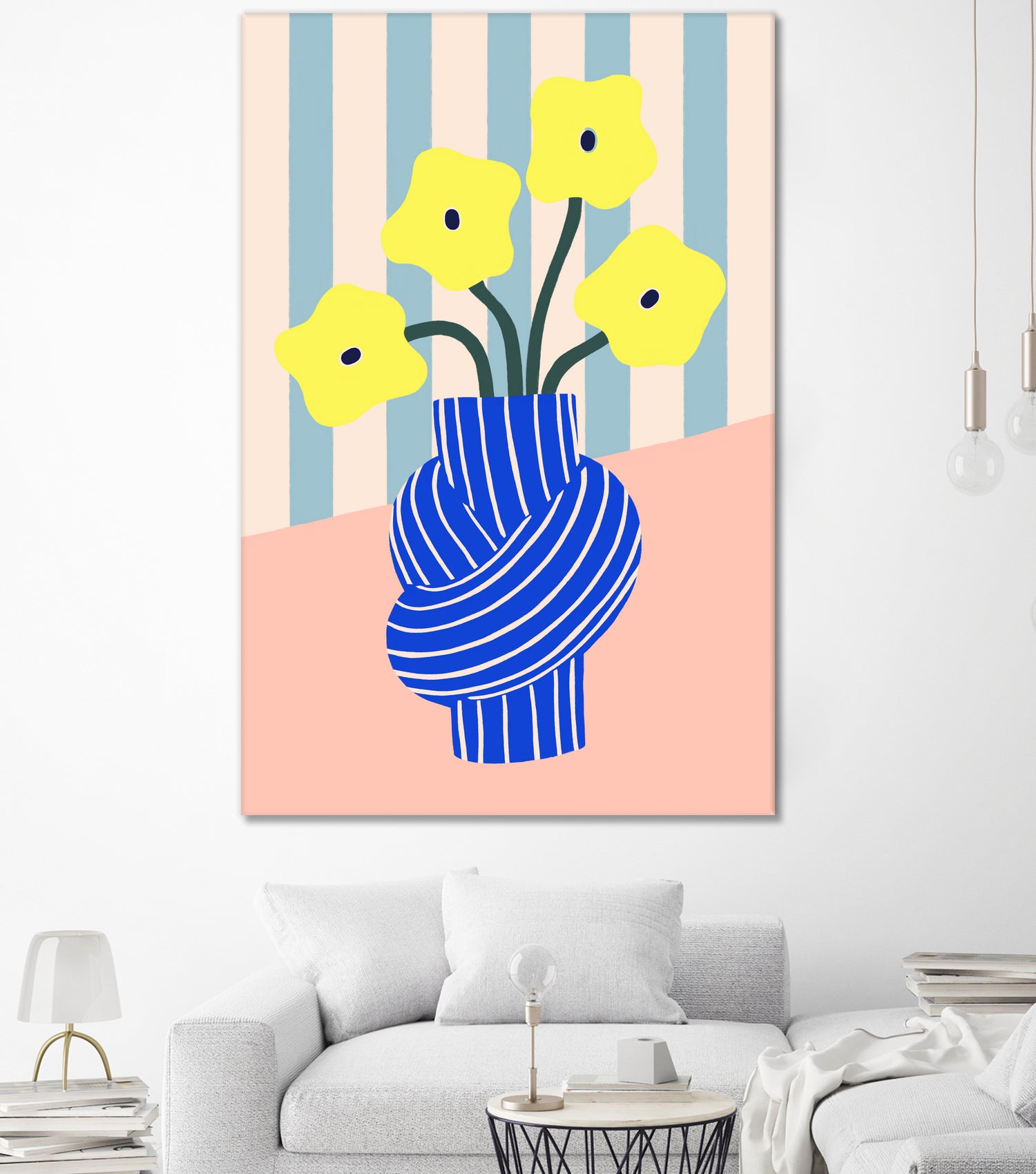 Flowers in Blue Knotted Vase by Maren Gross on GIANT ART - potted flower flowers and plants potted flower