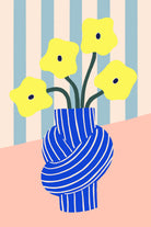 Flowers in Blue Knotted Vase by Maren Gross on GIANT ART - potted flower flowers and plants potted flower