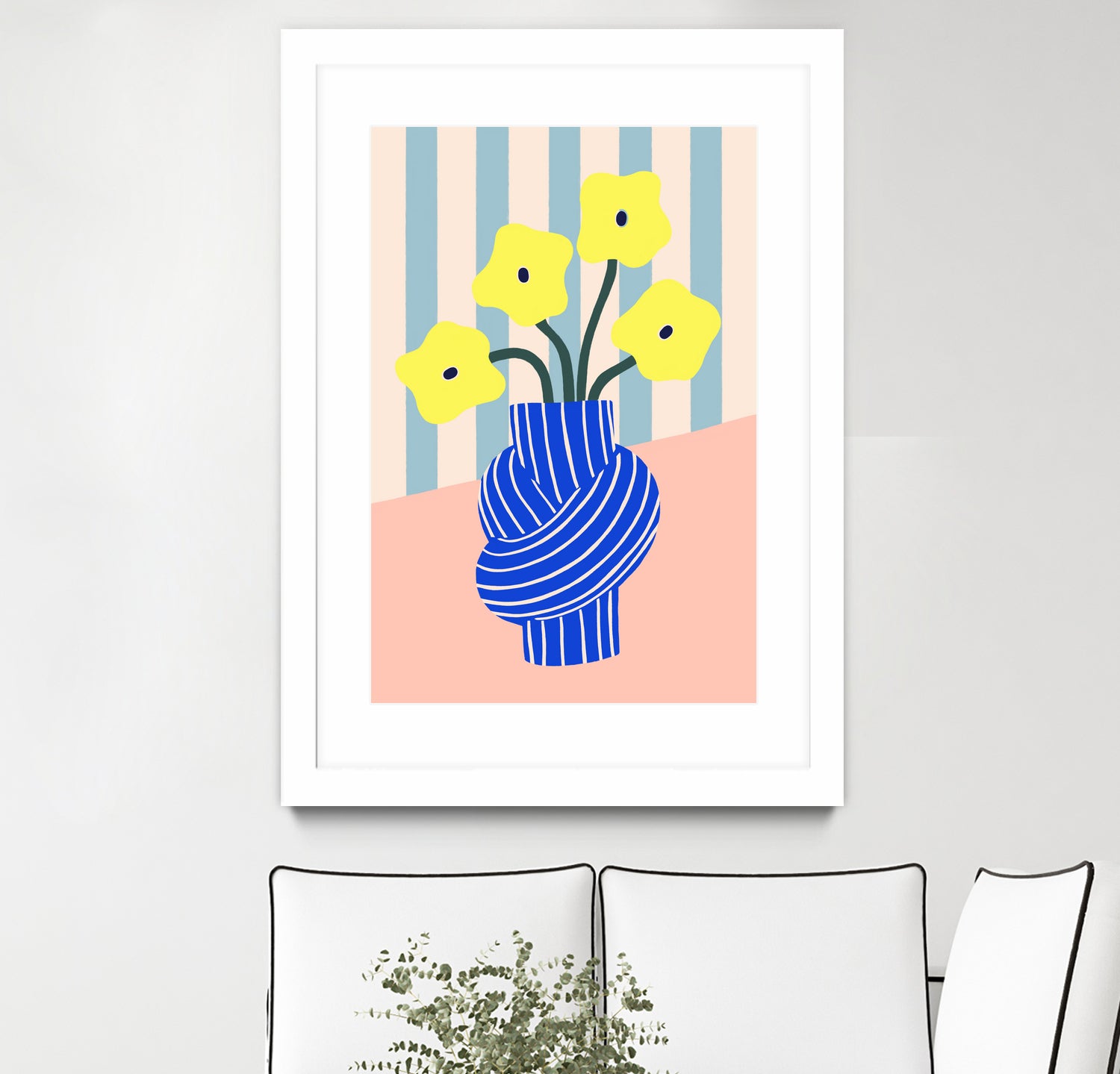 Flowers in Blue Knotted Vase by Maren Gross on GIANT ART - potted flower flowers and plants potted flower