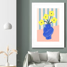Flowers in Blue Knotted Vase by Maren Gross on GIANT ART - potted flower flowers and plants potted flower