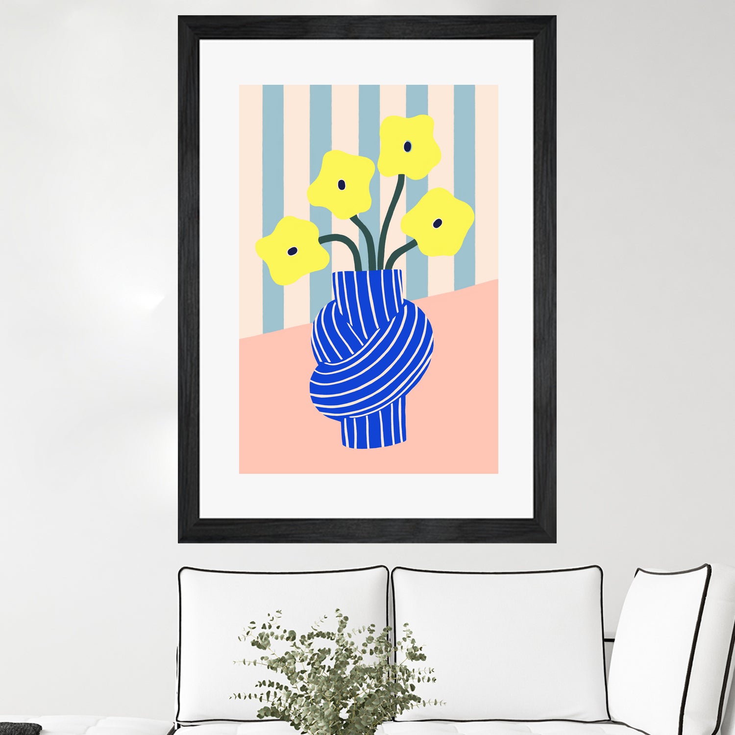 Flowers in Blue Knotted Vase by Maren Gross on GIANT ART - potted flower flowers and plants potted flower